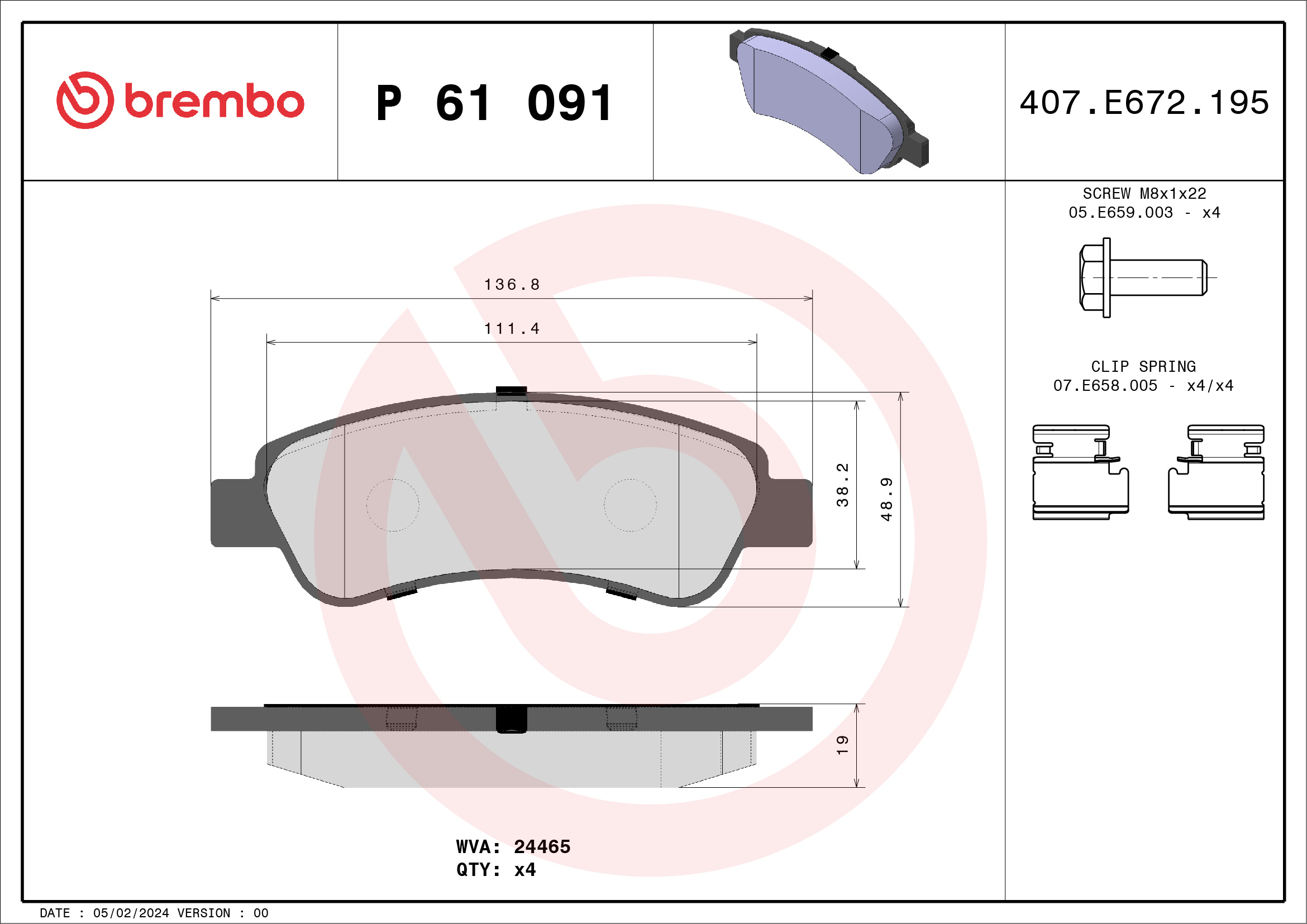 BREMBO Hátsó fékbetét P61091_BREMBO