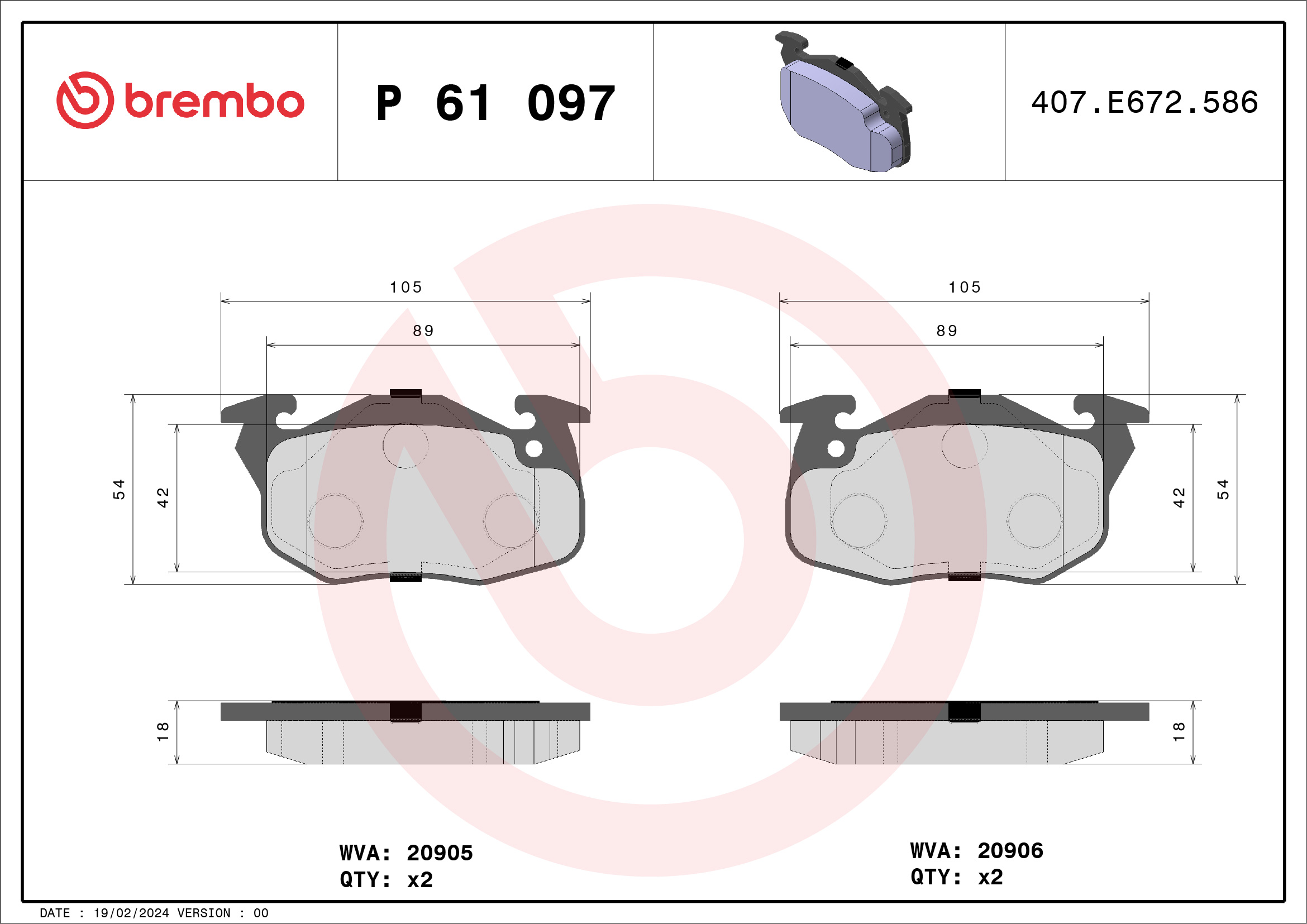 BREMBO Első fékbetét P61097_BREMBO