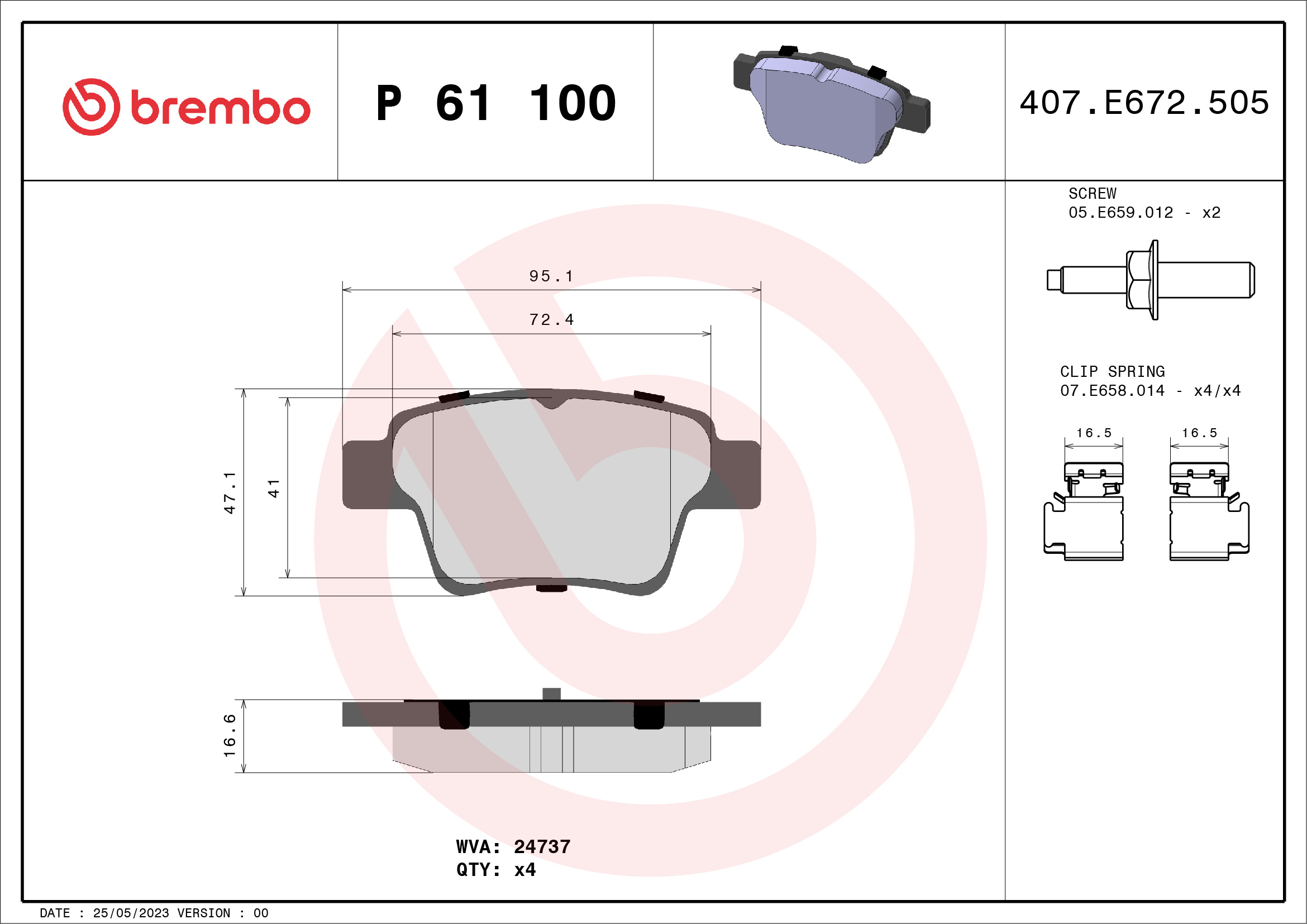 BREMBO Hátsó fékbetét P61100_BREMBO