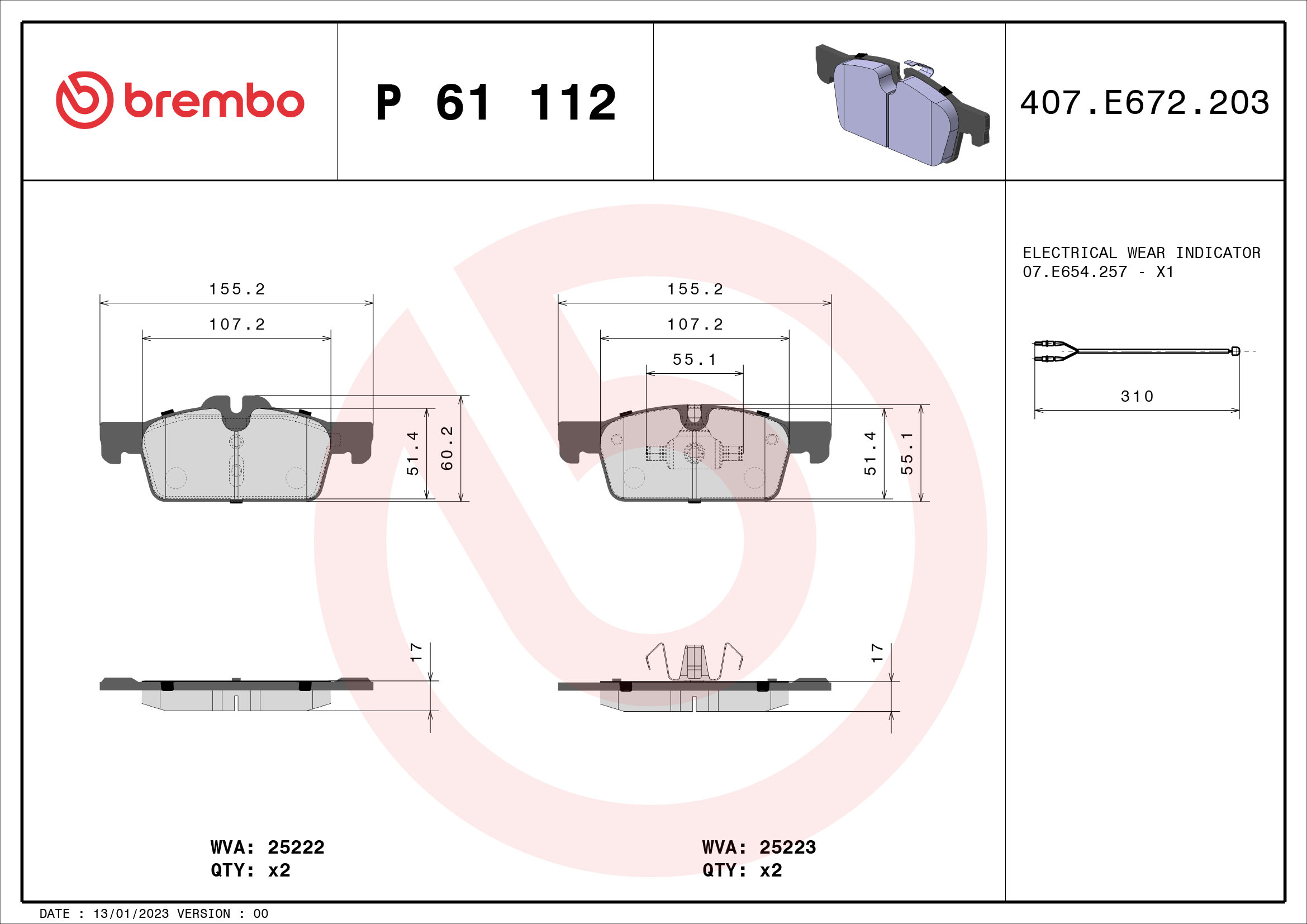 BREMBO Első fékbetét P61112_BREMBO