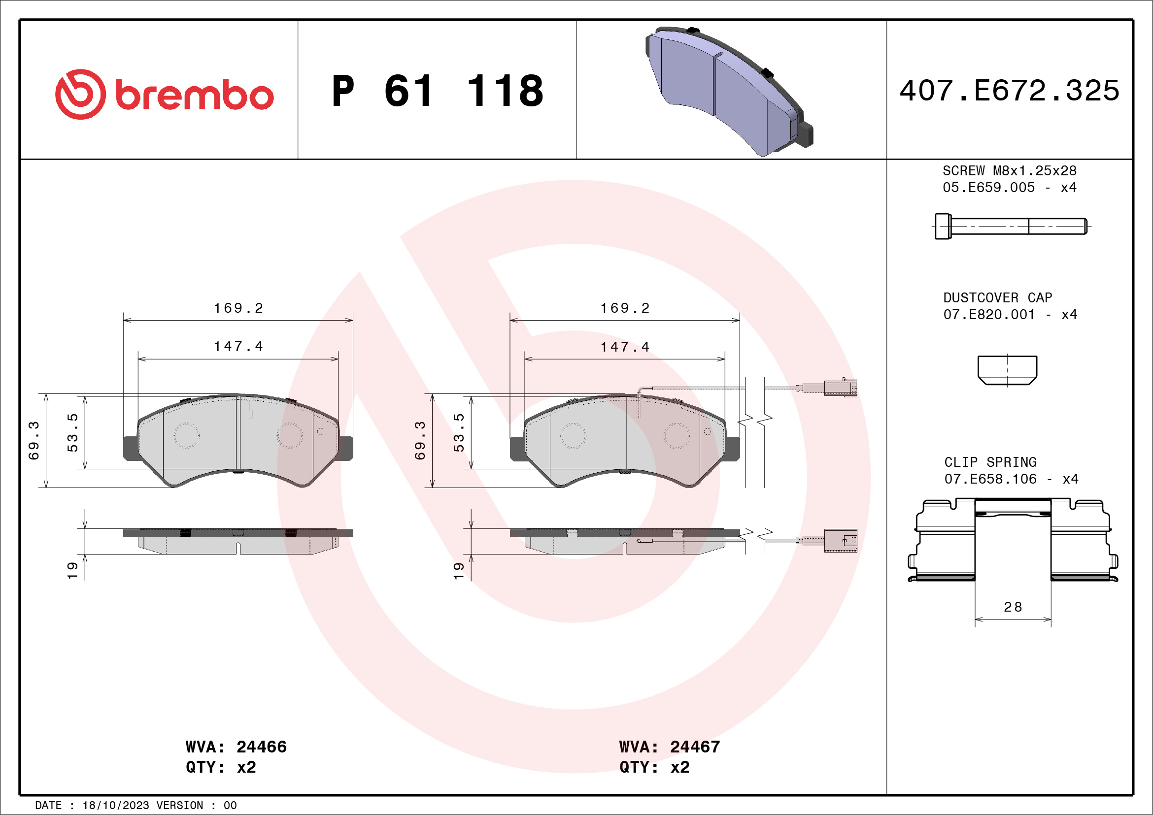 BREMBO Első fékbetét P61118_BREMBO