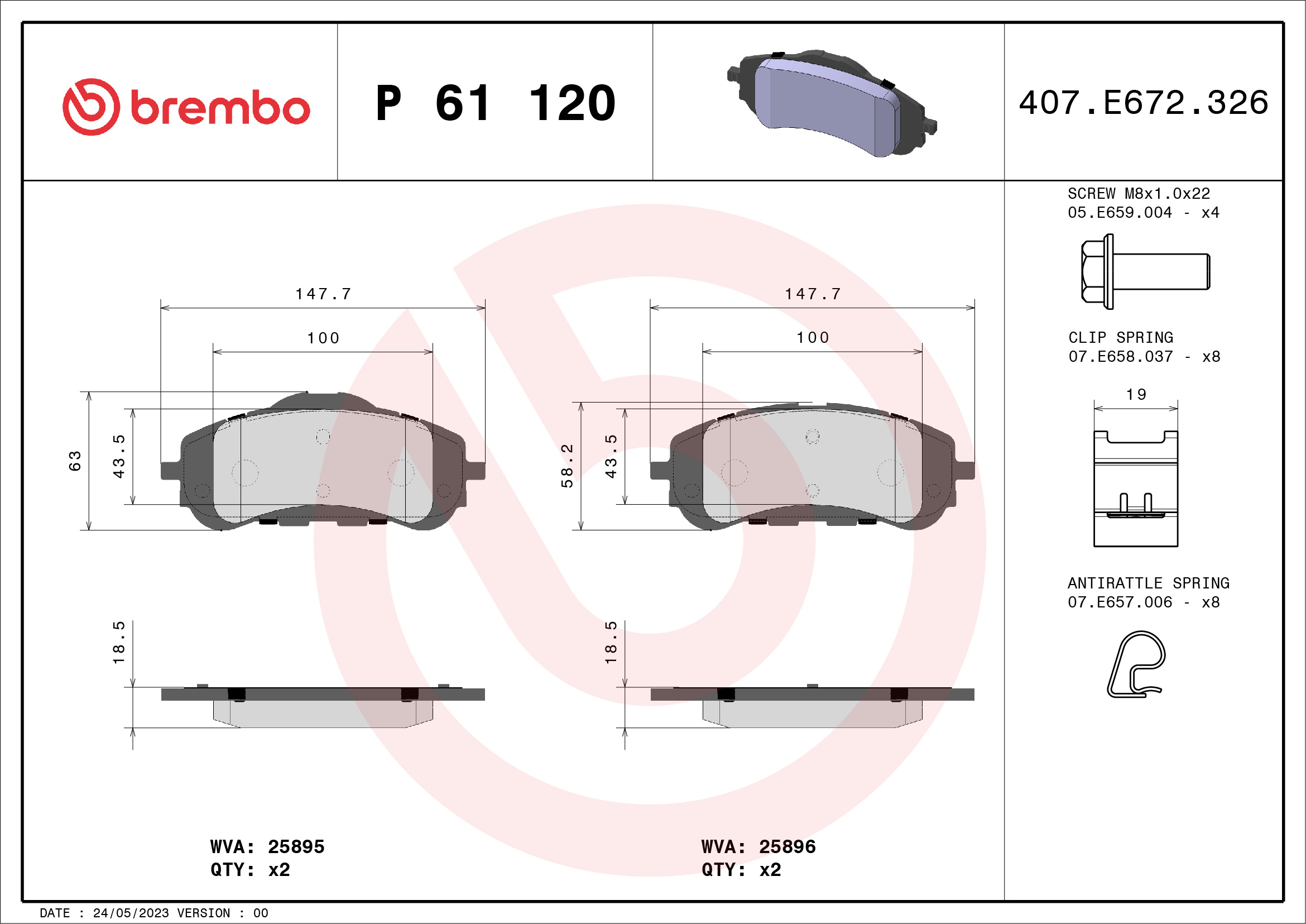 BREMBO Első fékbetét P61120_BREMBO