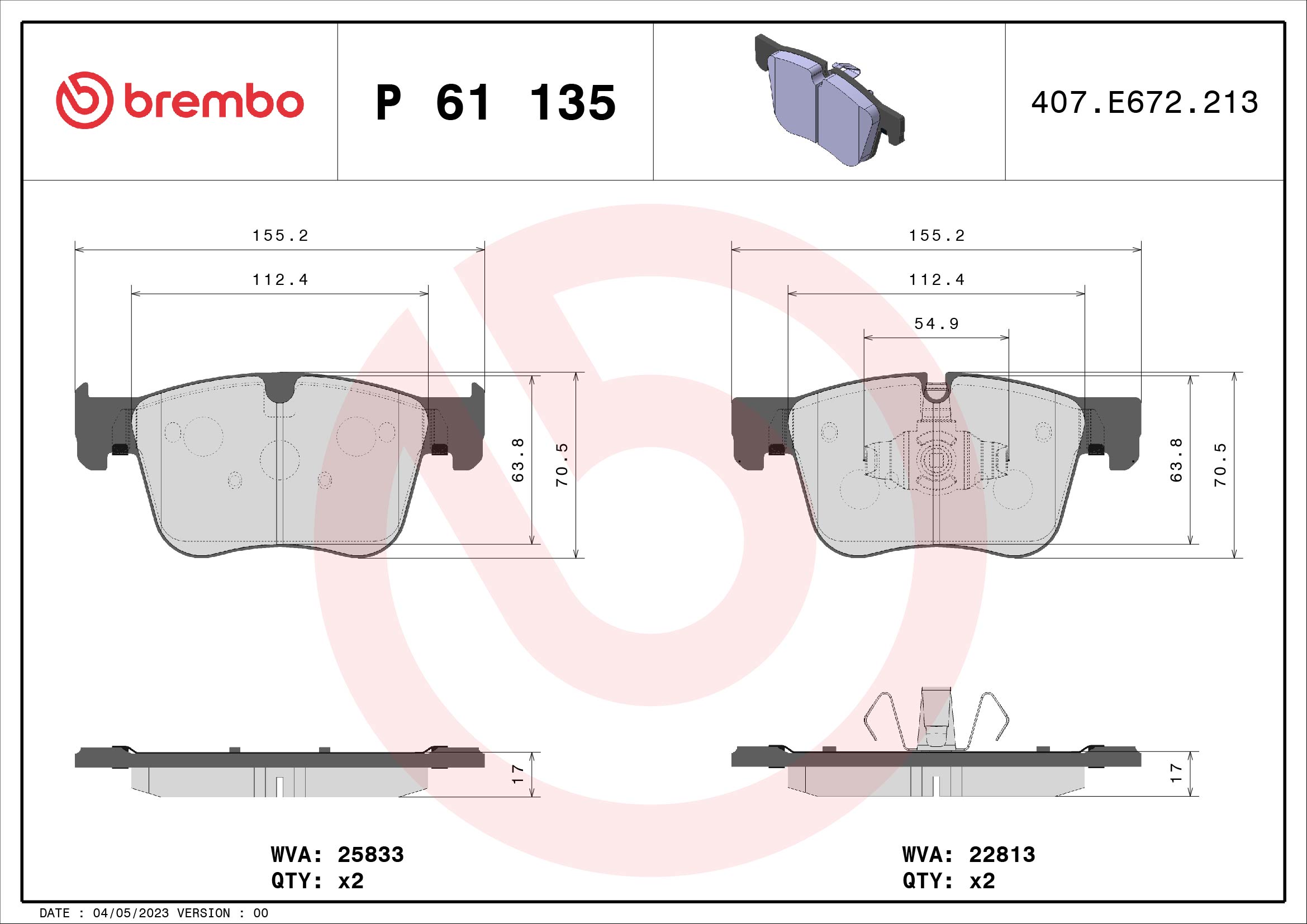 BREMBO Első fékbetét P61135_BREMBO