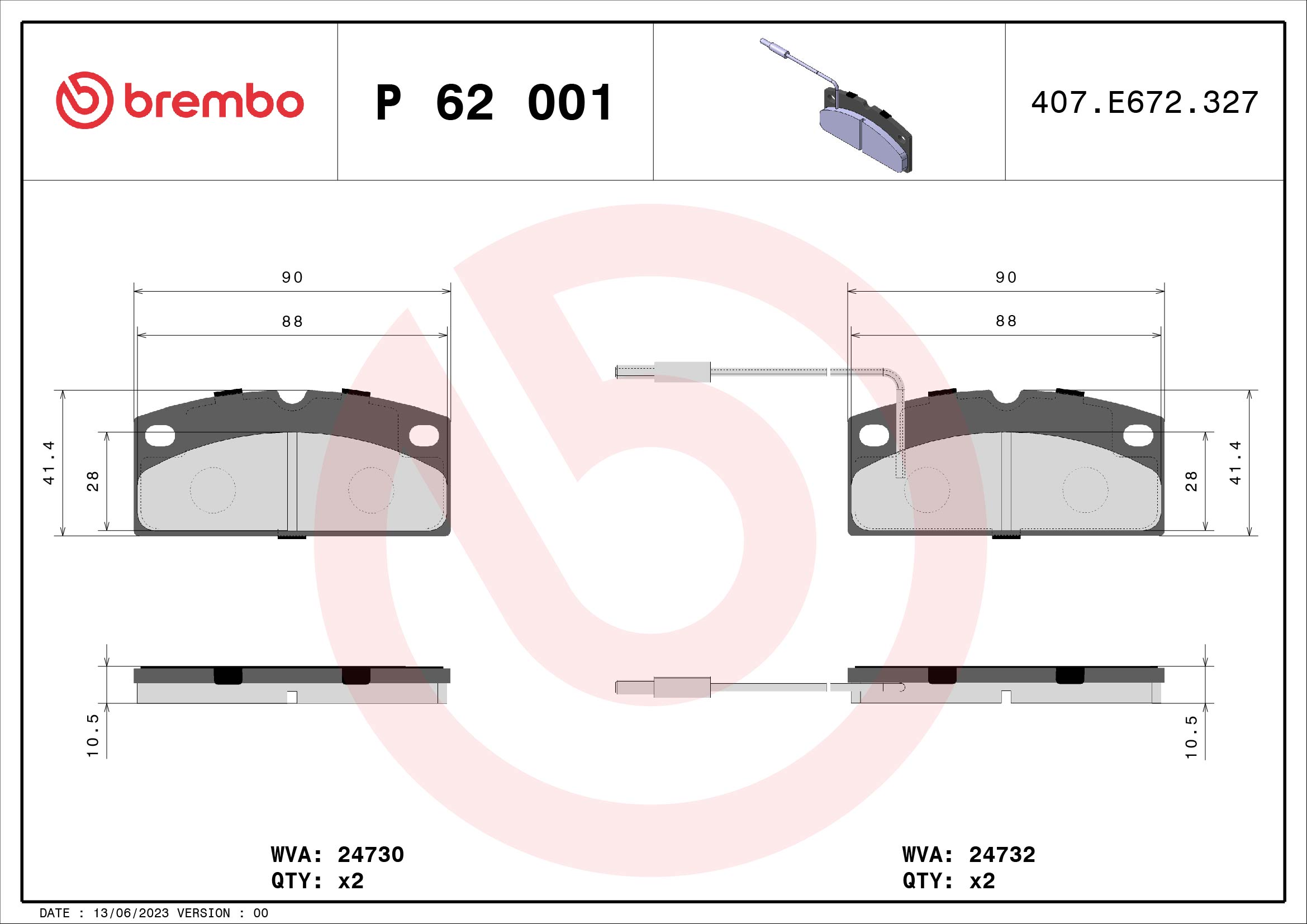 BREMBO Fékbetét, mind P62001_BREMBO