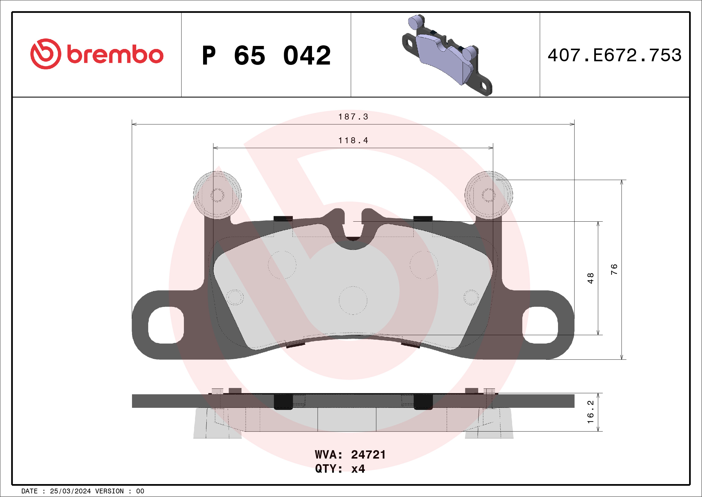 BREMBO Fékbetét, mind P65042_BREMBO