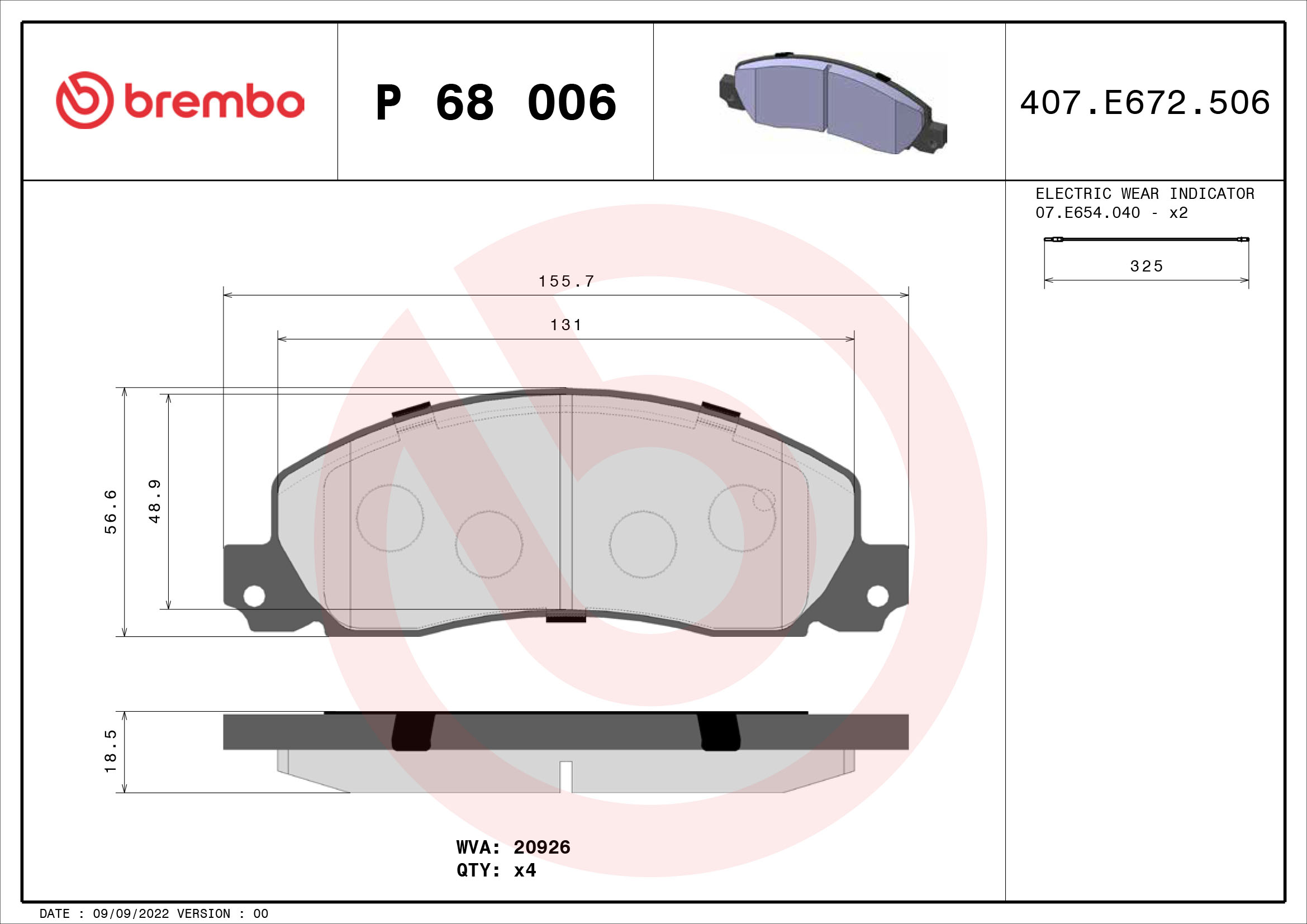 BREMBO Első fékbetét P68006_BREMBO