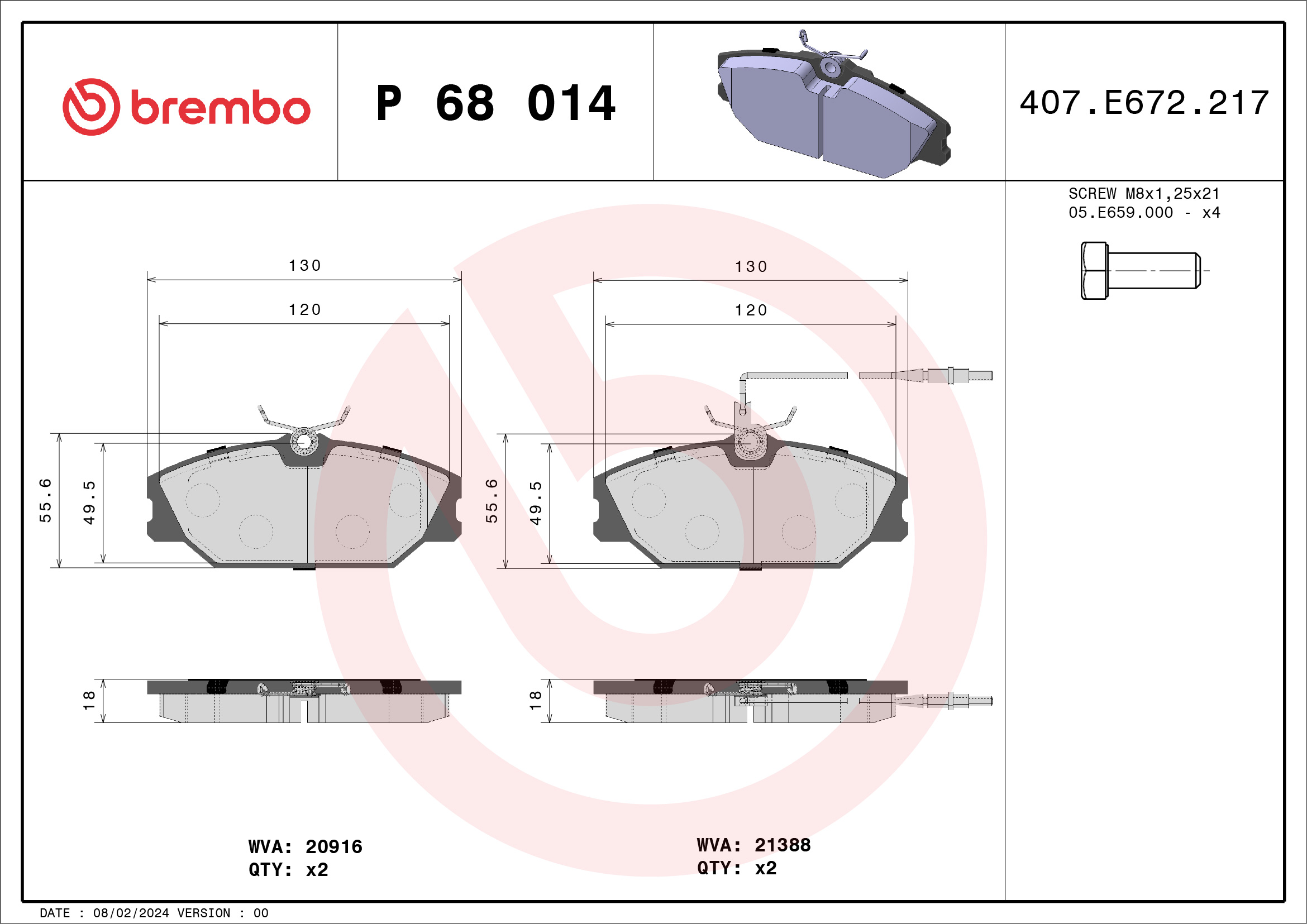 BREMBO Első fékbetét P68014_BREMBO