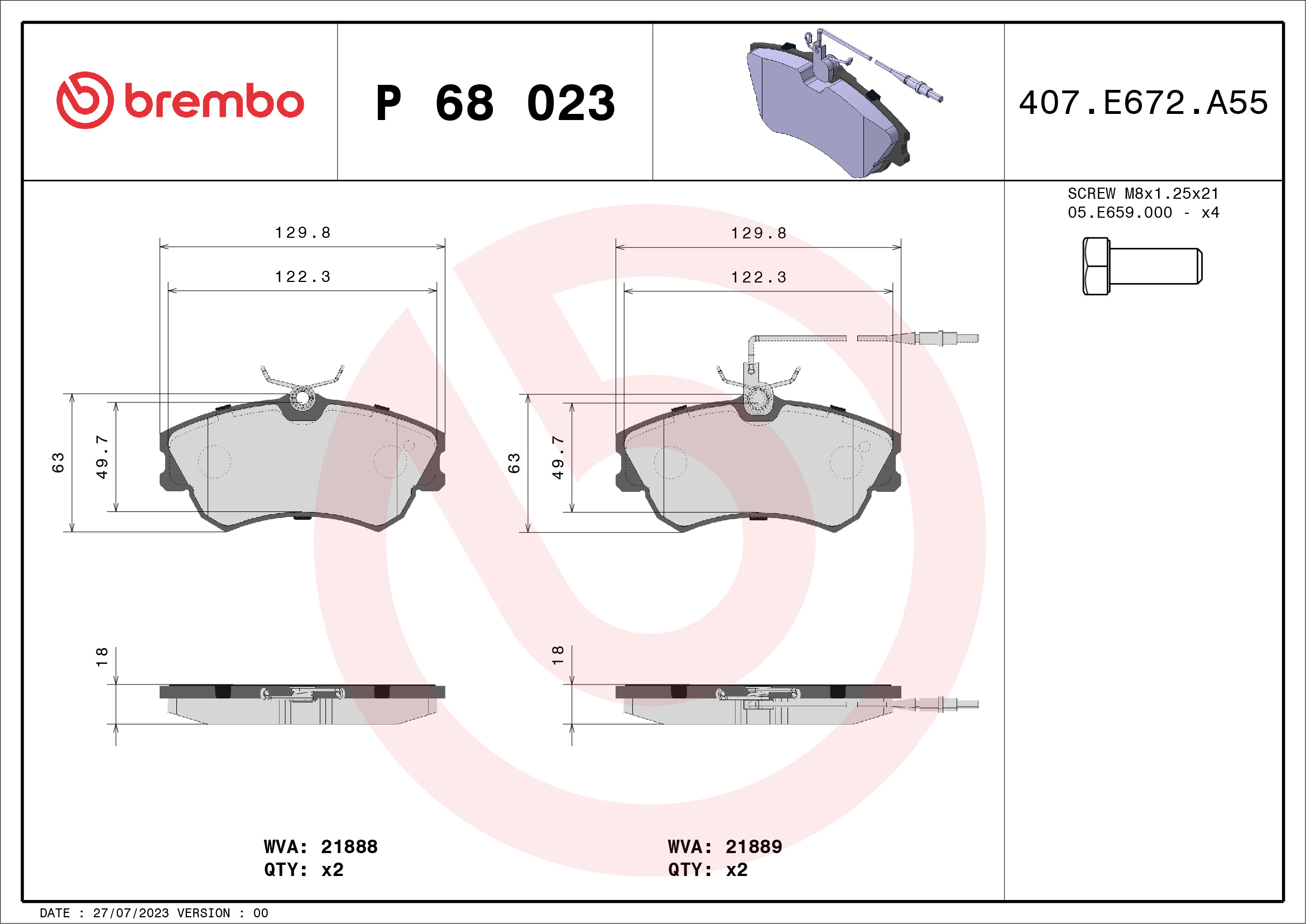 BREMBO Első fékbetét P68023_BREMBO