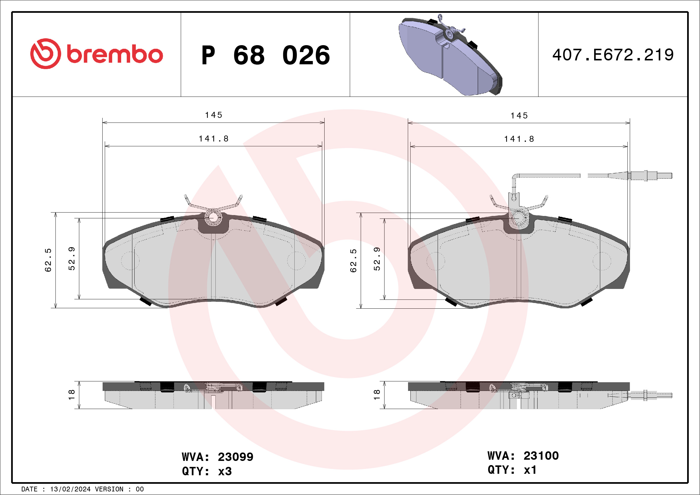 BREMBO Első fékbetét P68026_BREMBO