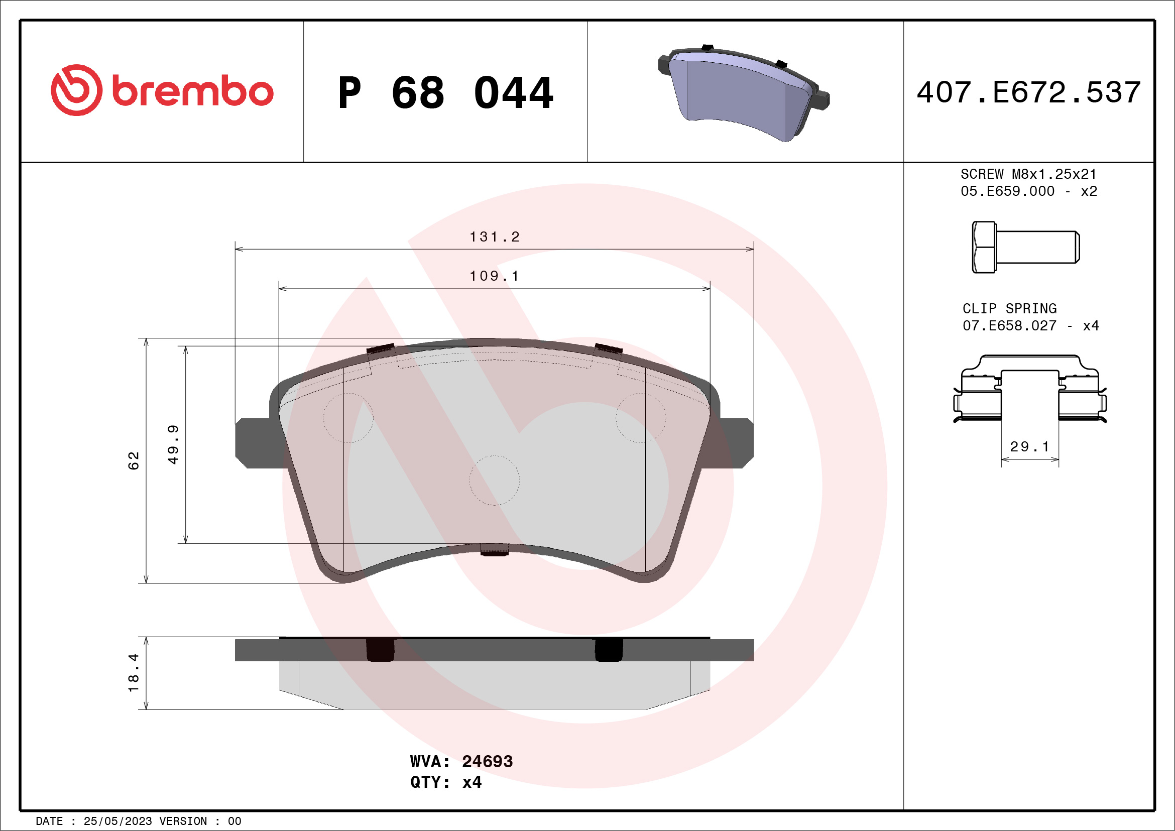 BREMBO P68044_BREMBO Első fékbetét