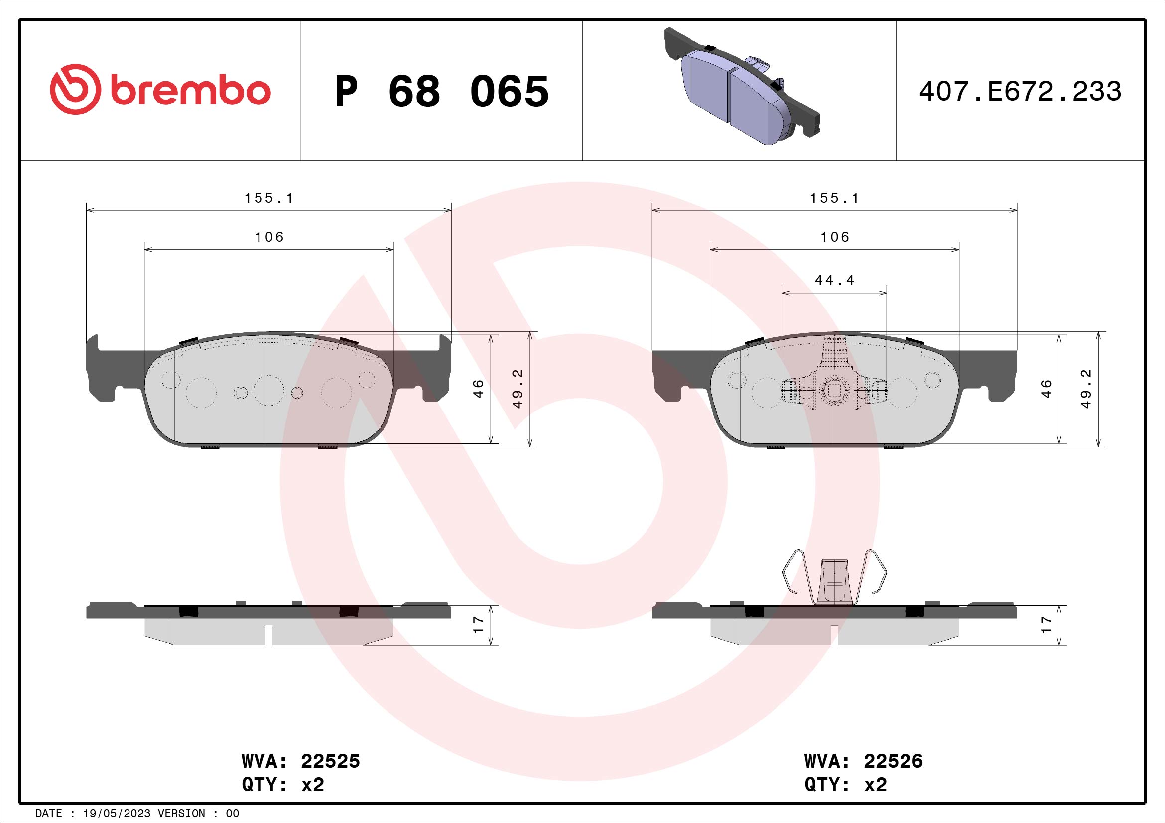 BREMBO Első fékbetét P68065_BREMBO