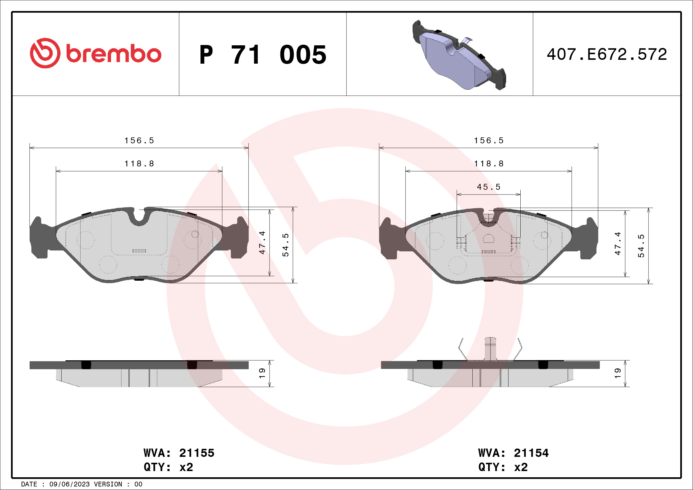 BREMBO Első fékbetét P71005_BREMBO