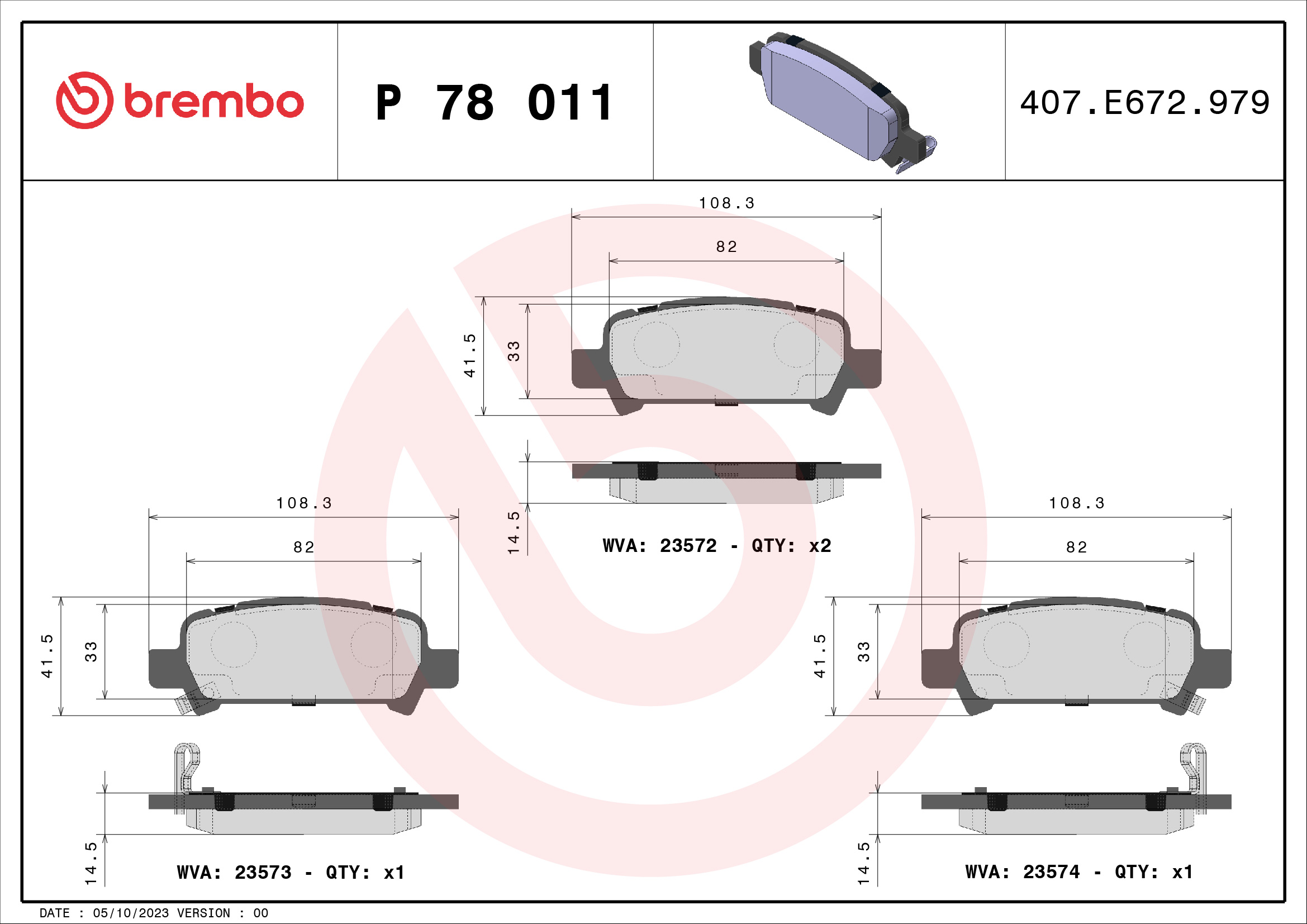 BREMBO Hátsó fékbetét P78011_BREMBO