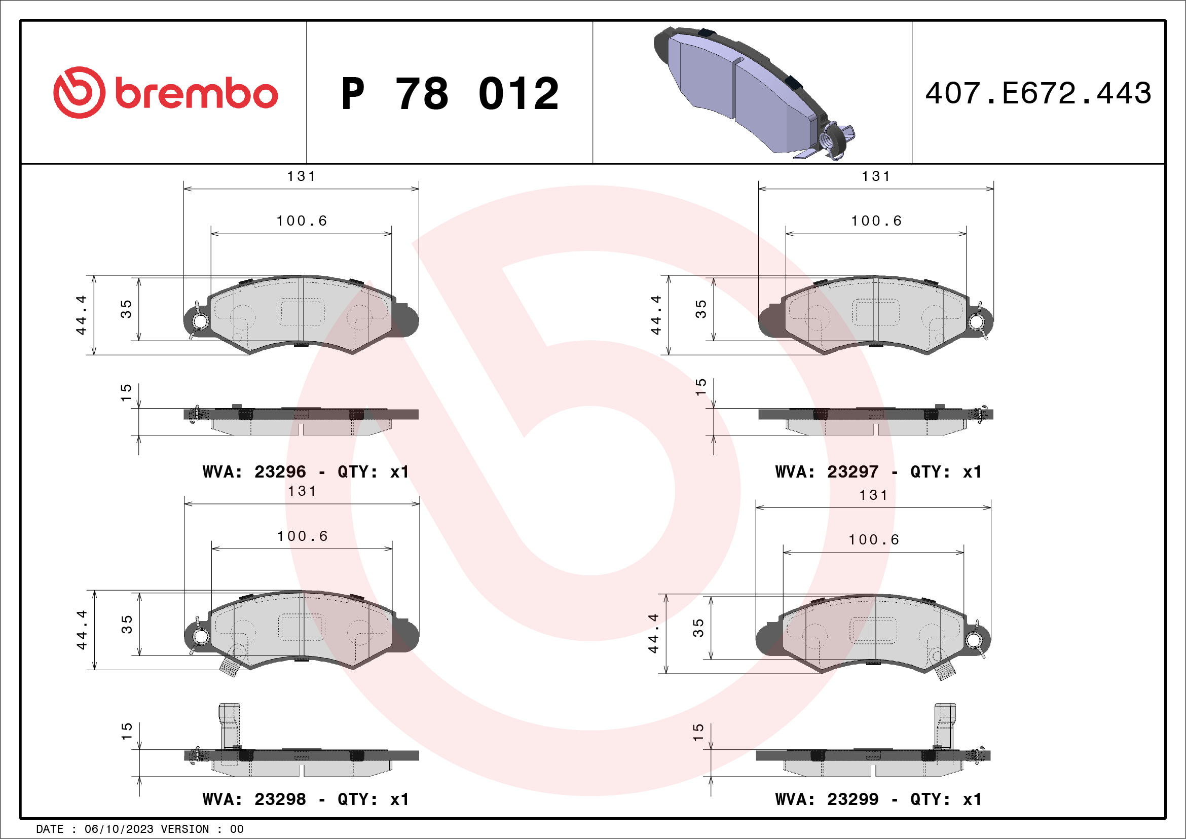 BREMBO Első fékbetét P78012_BREMBO