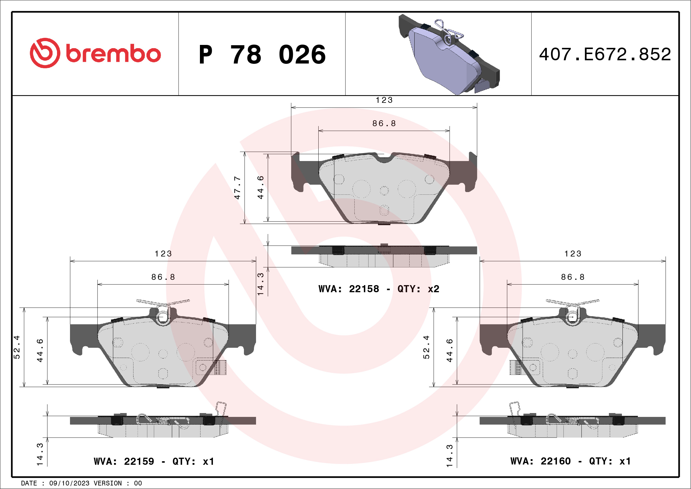 BREMBO Hátsó fékbetét P78026_BREMBO