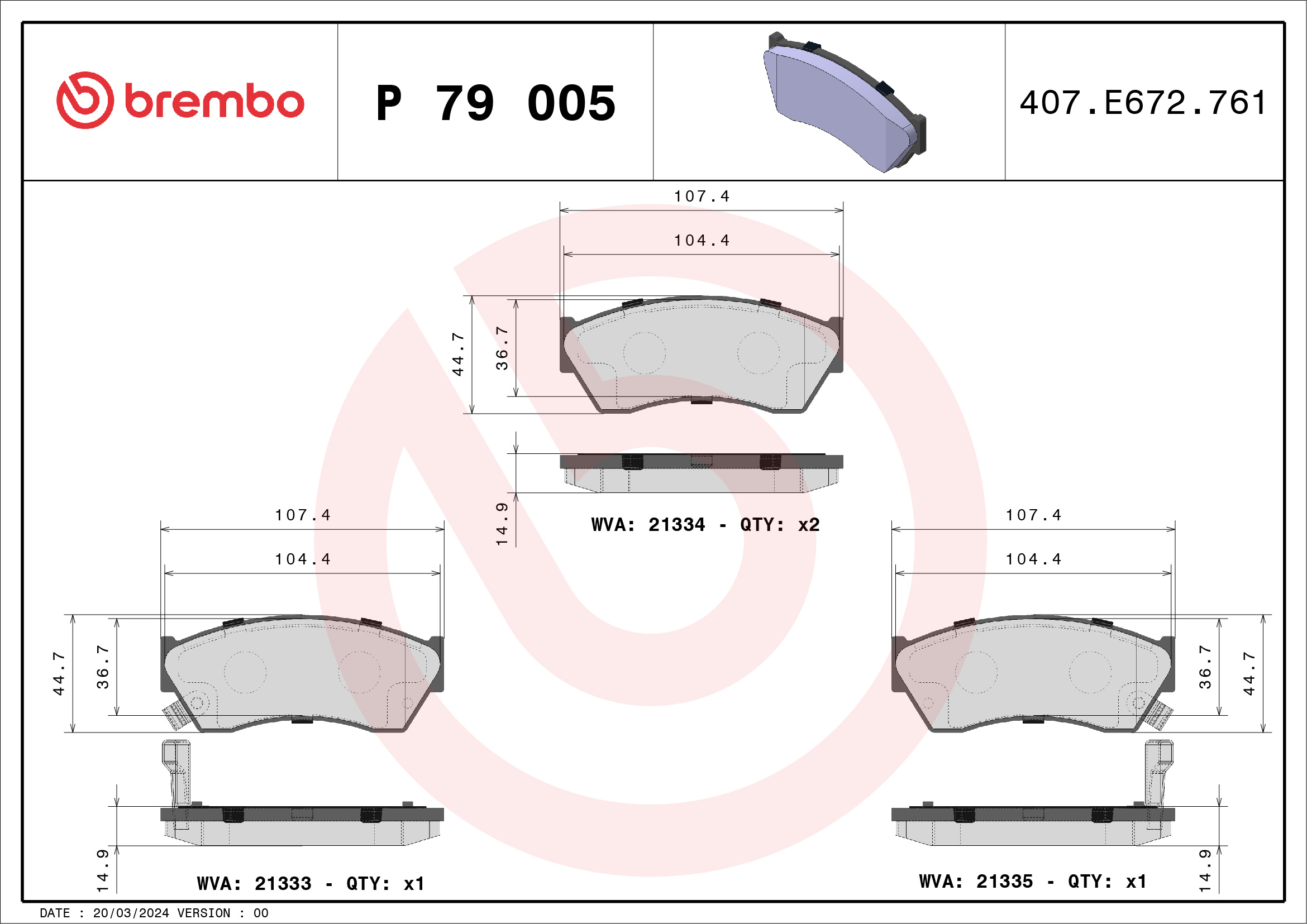 BREMBO Első fékbetét P79005_BREMBO