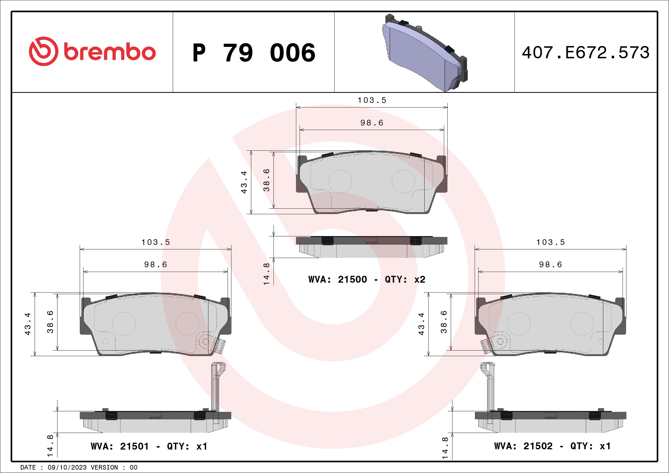 BREMBO Első fékbetét P79006_BREMBO