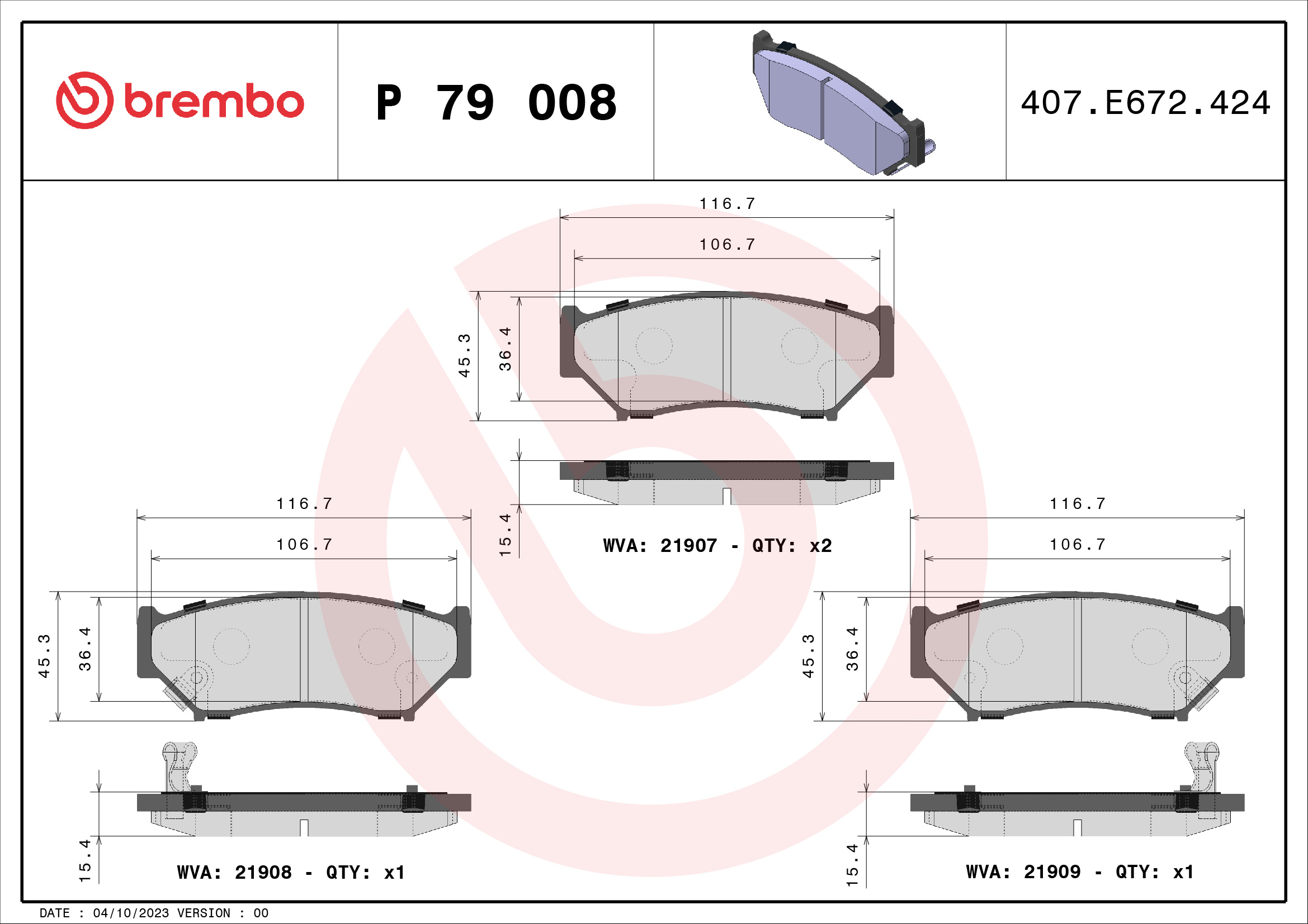 BREMBO Első fékbetét P79008_BREMBO