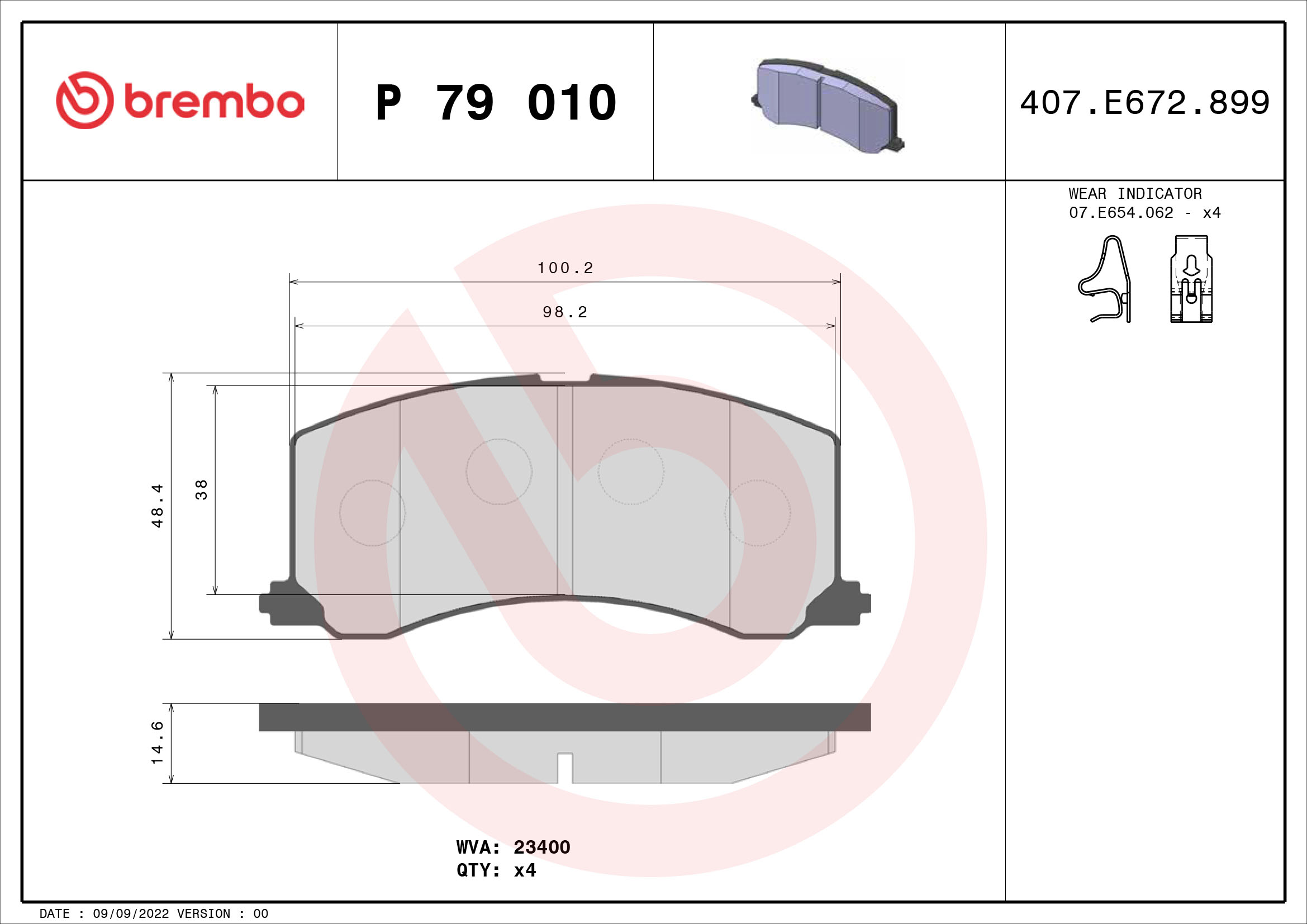 BREMBO Első fékbetét P79010_BREMBO