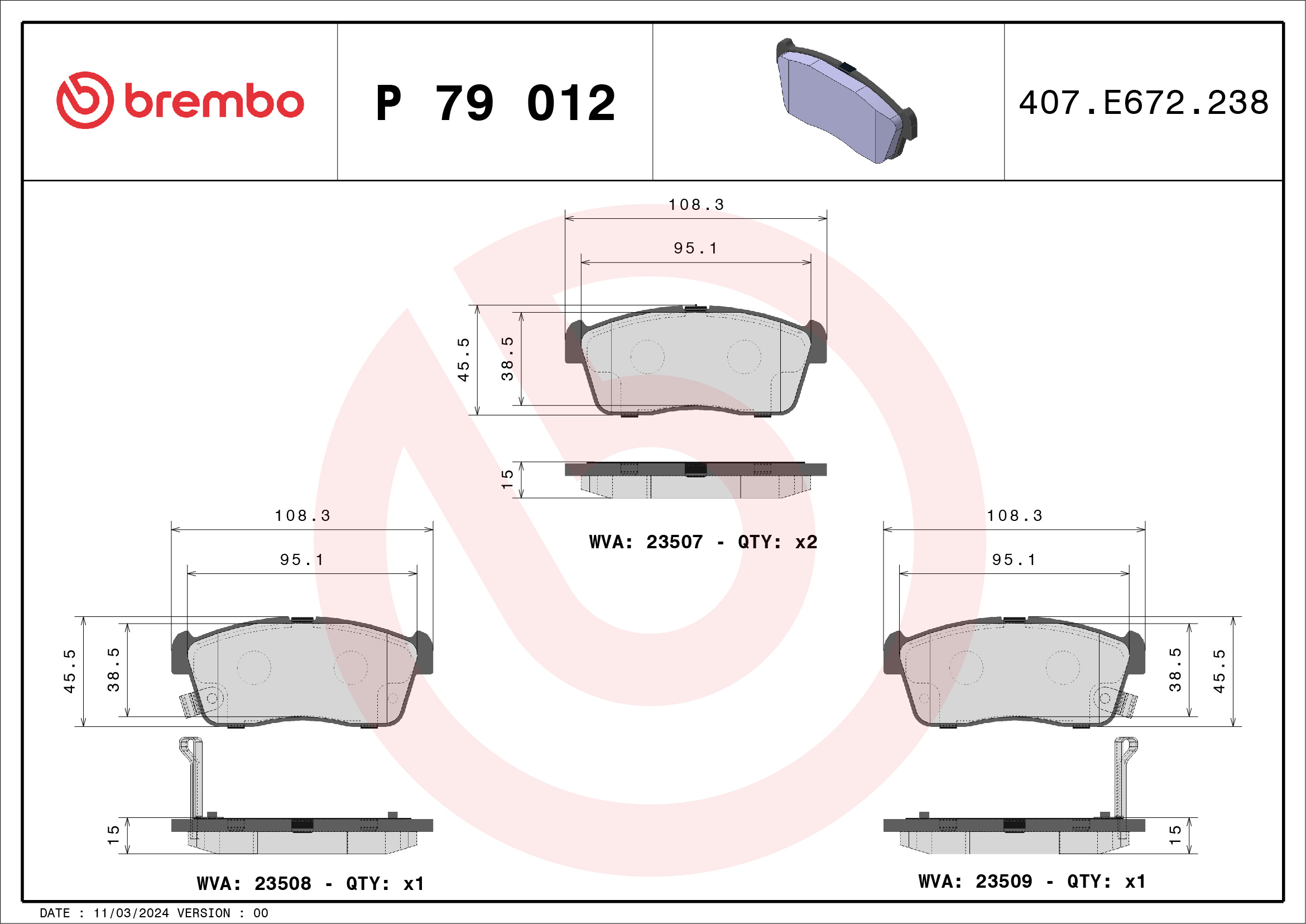 BREMBO Első fékbetét P79012_BREMBO