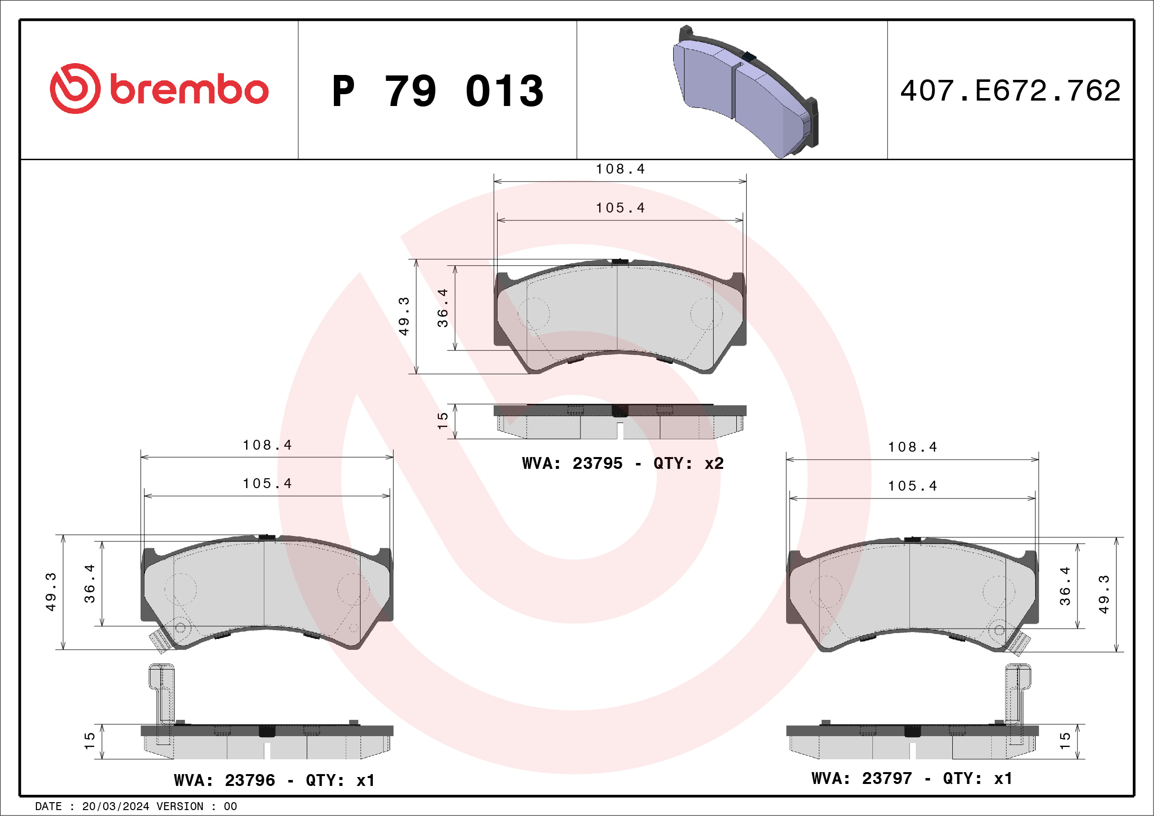 BREMBO Első fékbetét P79013_BREMBO