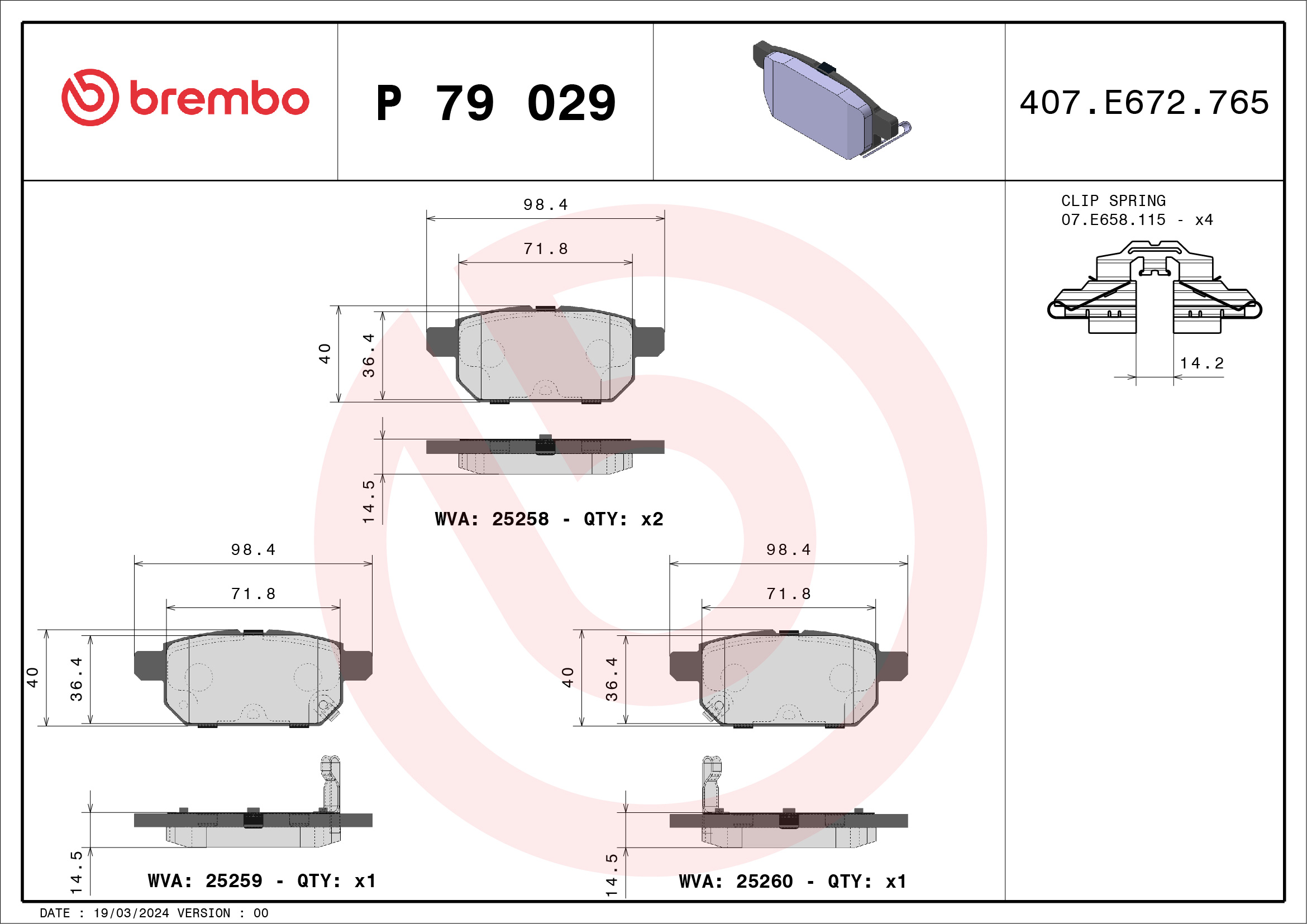 BREMBO Hátsó fékbetét P79029_BREMBO