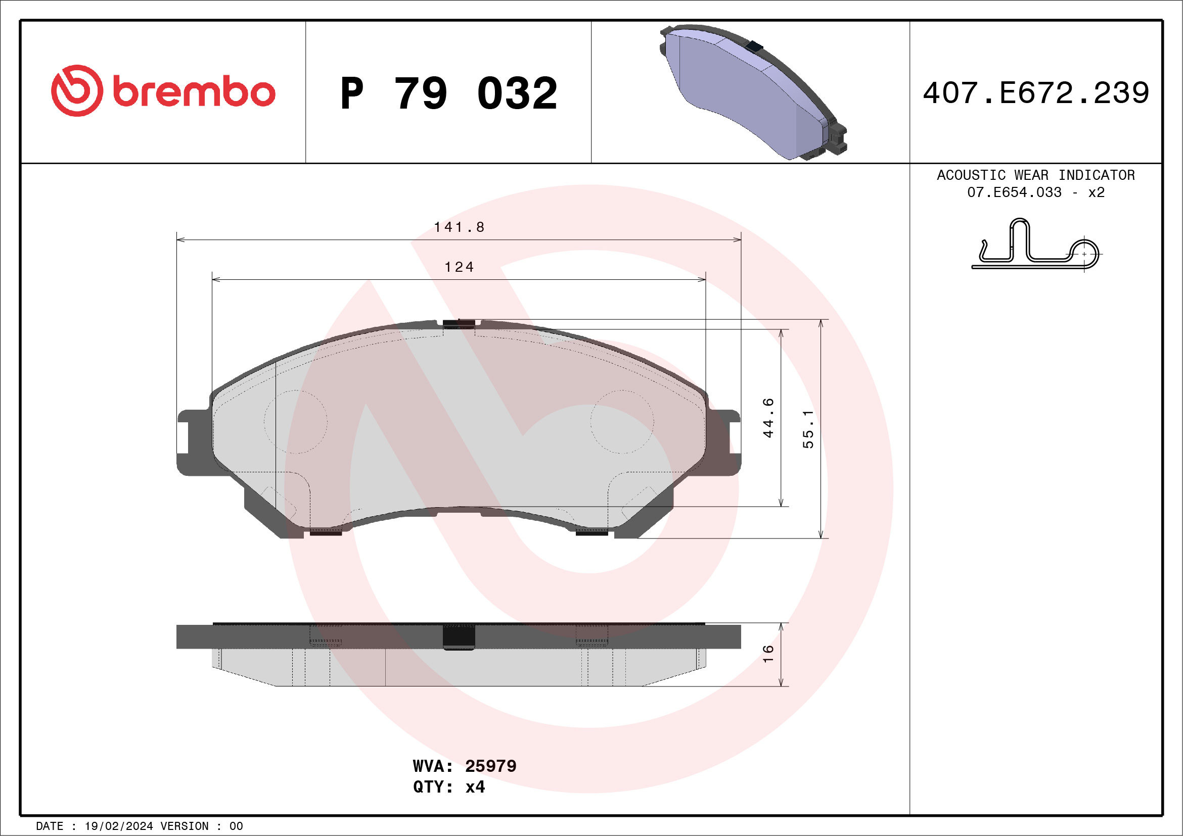 BREMBO Első fékbetét P79032_BREMBO