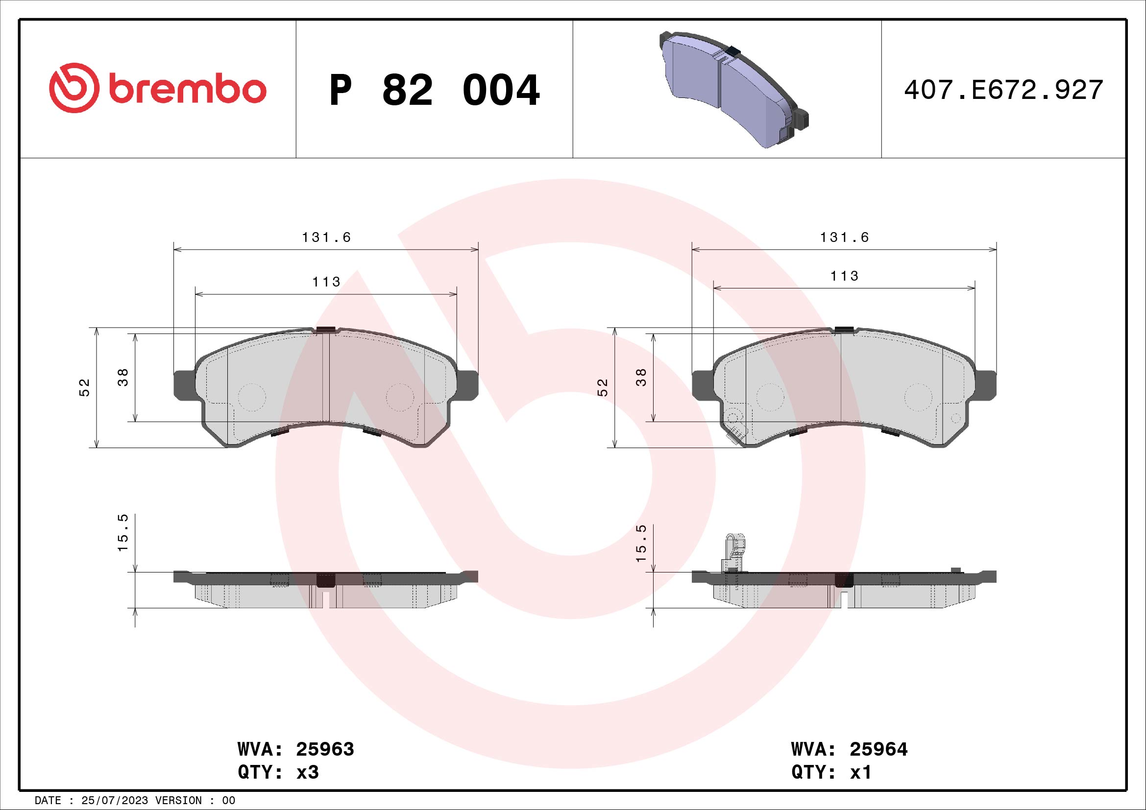 BREMBO Fékbetét, mind P82004_BREMBO