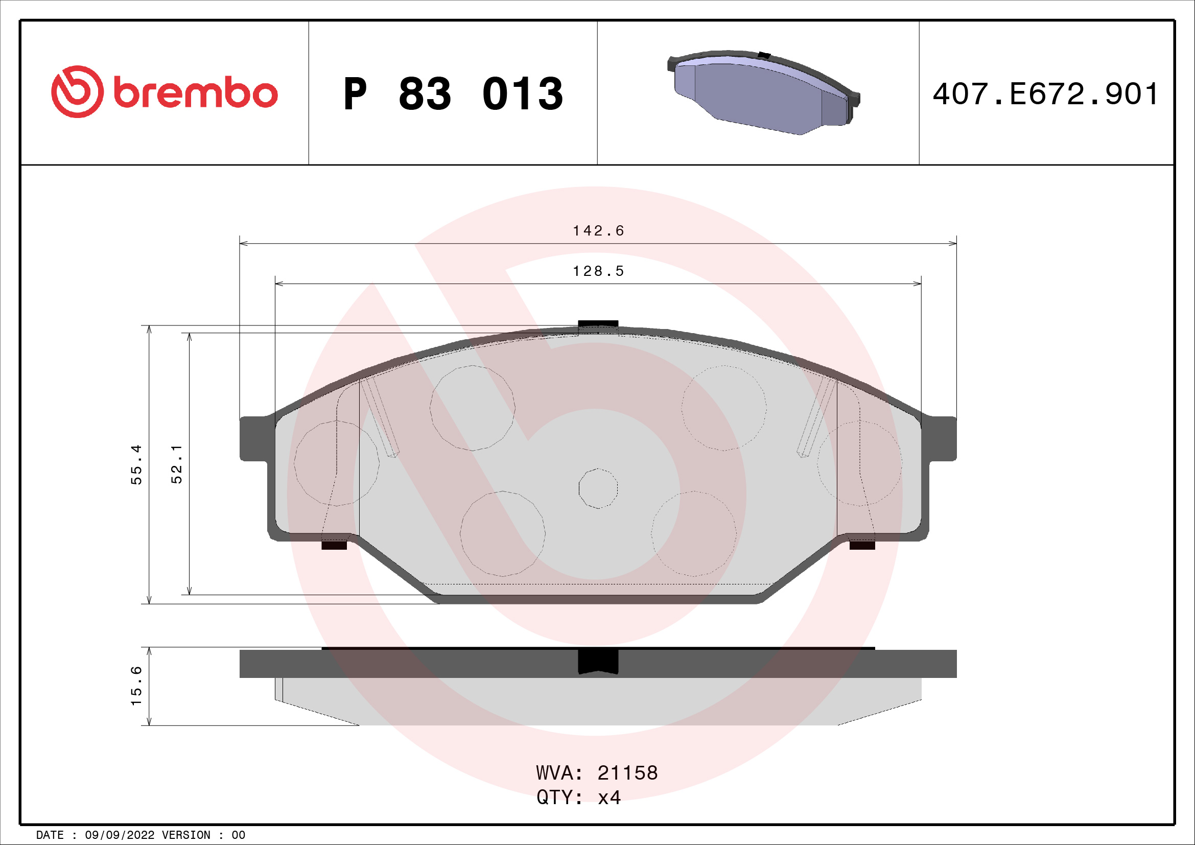 BREMBO Első fékbetét P83013_BREMBO