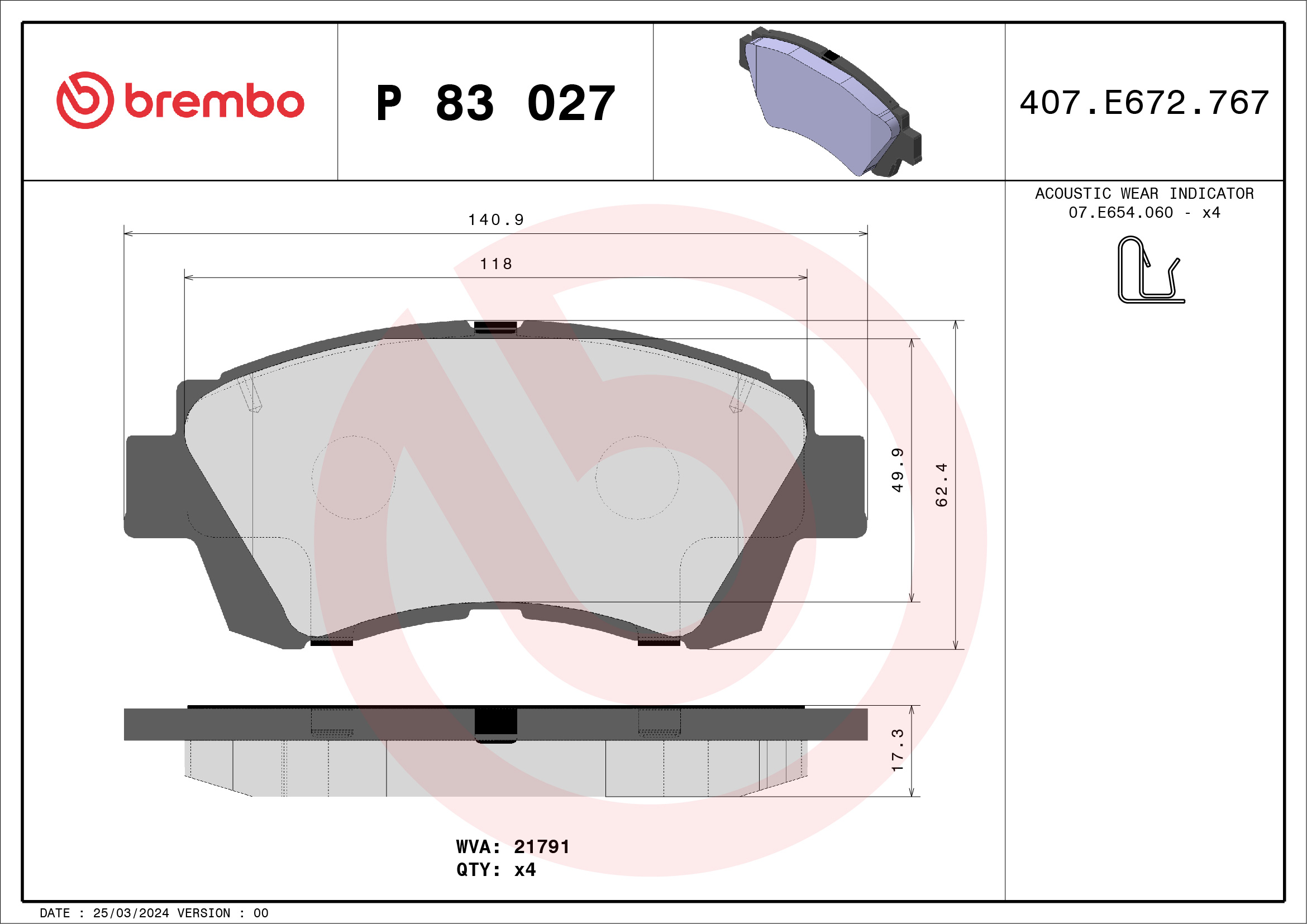 BREMBO Első fékbetét P83027_BREMBO