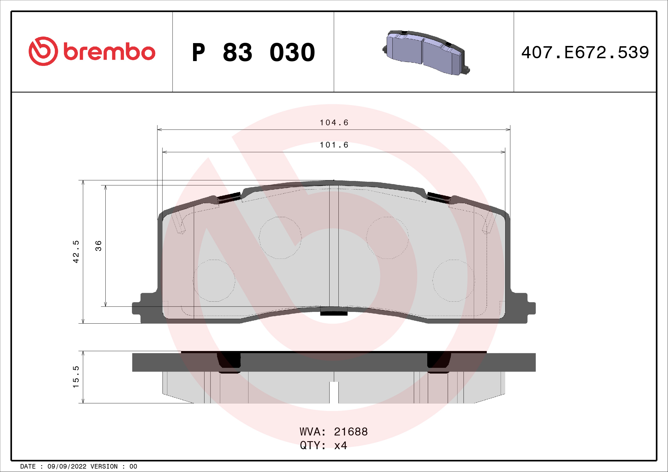 BREMBO Hátsó fékbetét P83030_BREMBO