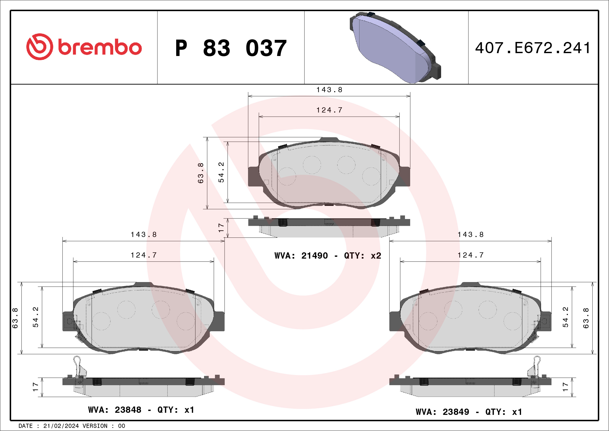 BREMBO Első fékbetét P83037_BREMBO