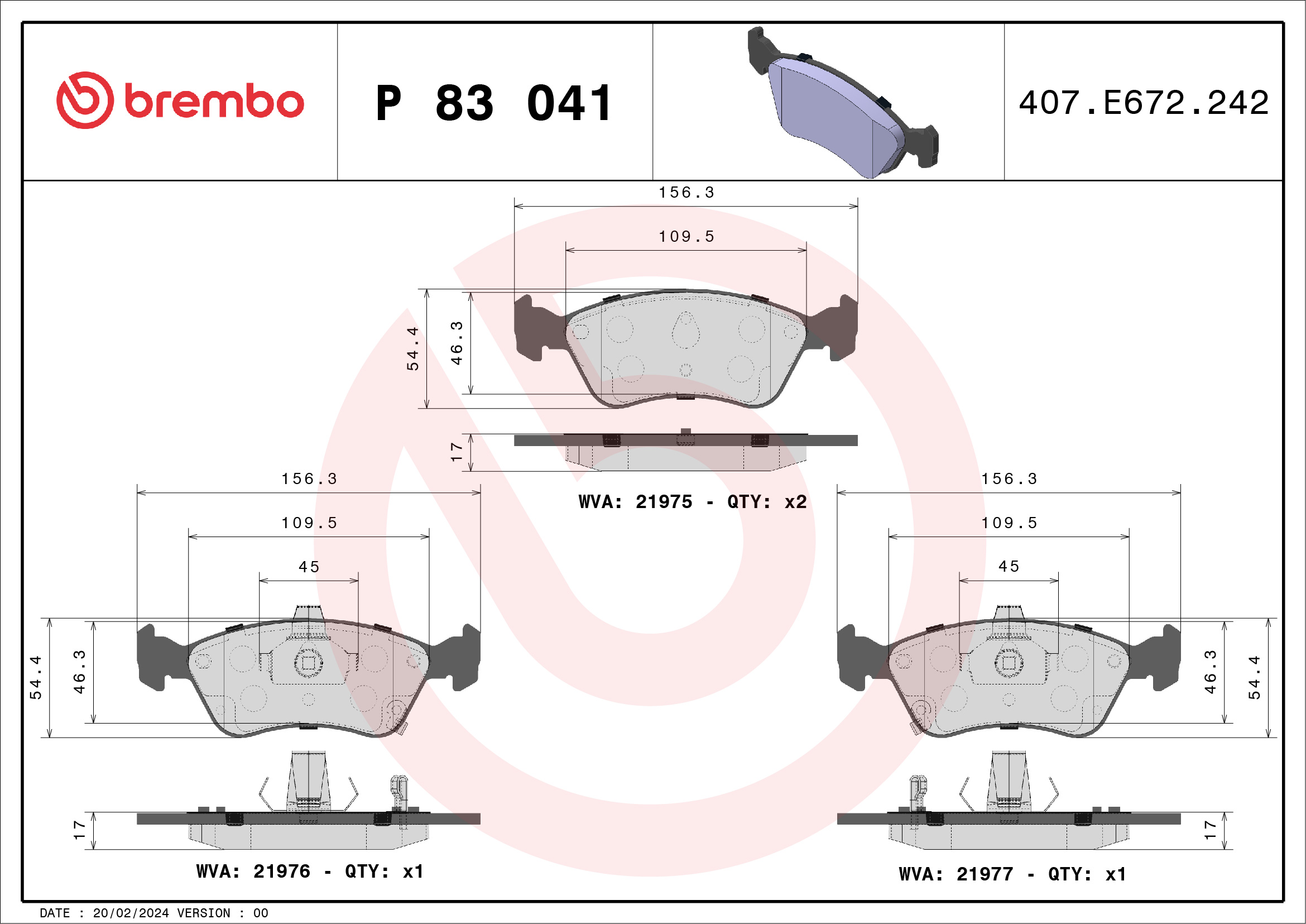 BREMBO Első fékbetét P83041_BREMBO