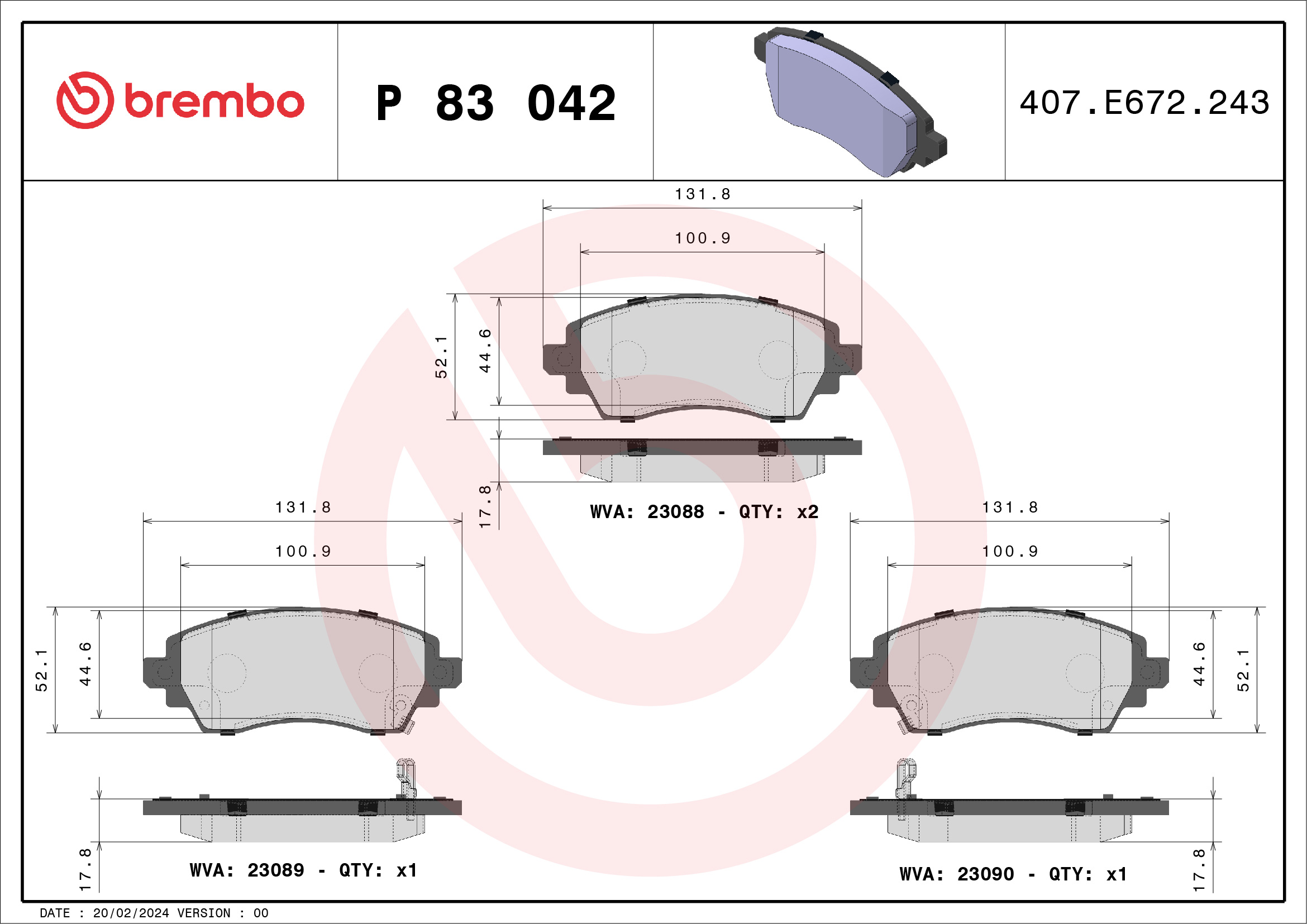 BREMBO Első fékbetét P83042_BREMBO