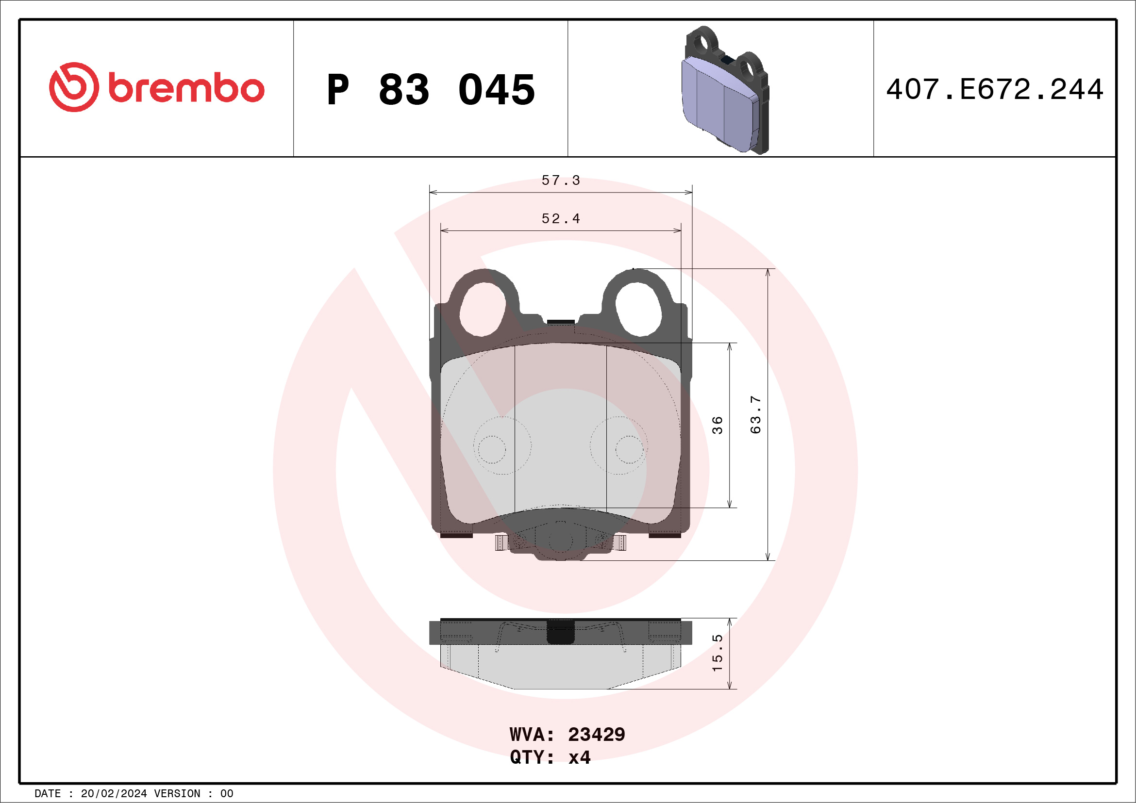 BREMBO Hátsó fékbetét P83045_BREMBO