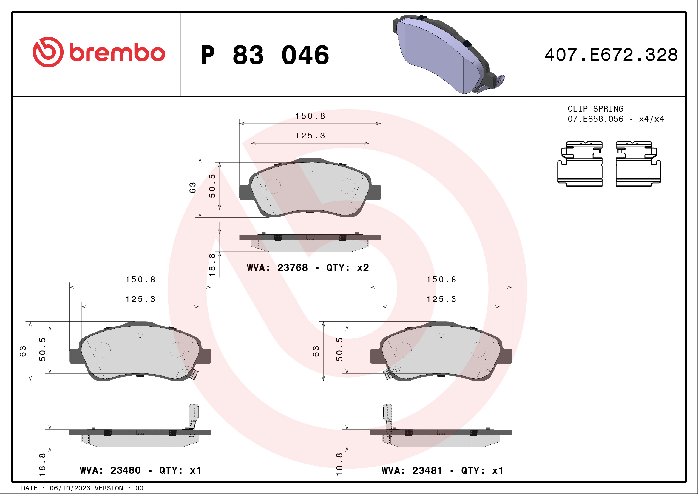 BREMBO Első fékbetét P83046_BREMBO