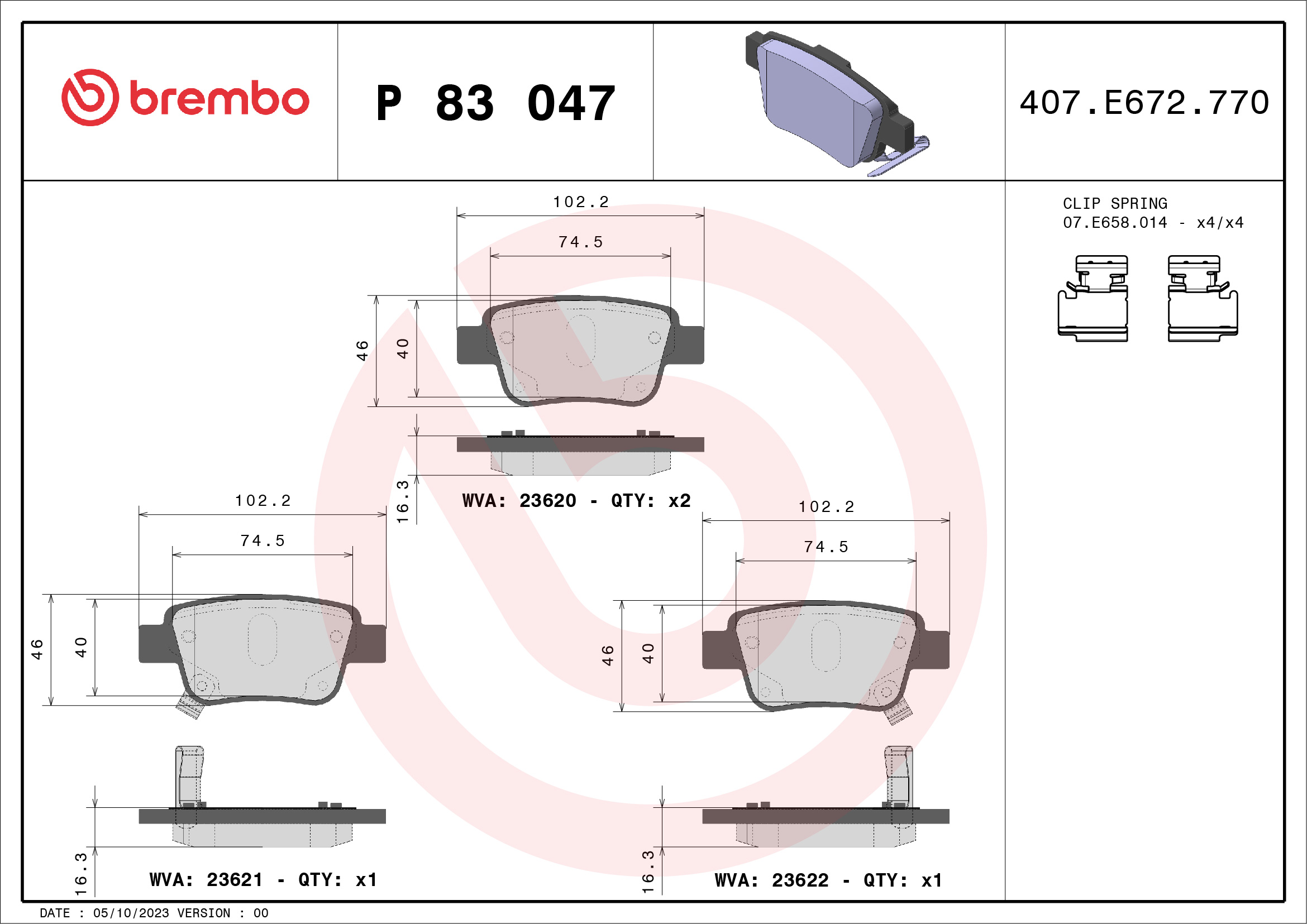 BREMBO Hátsó fékbetét P83047_BREMBO