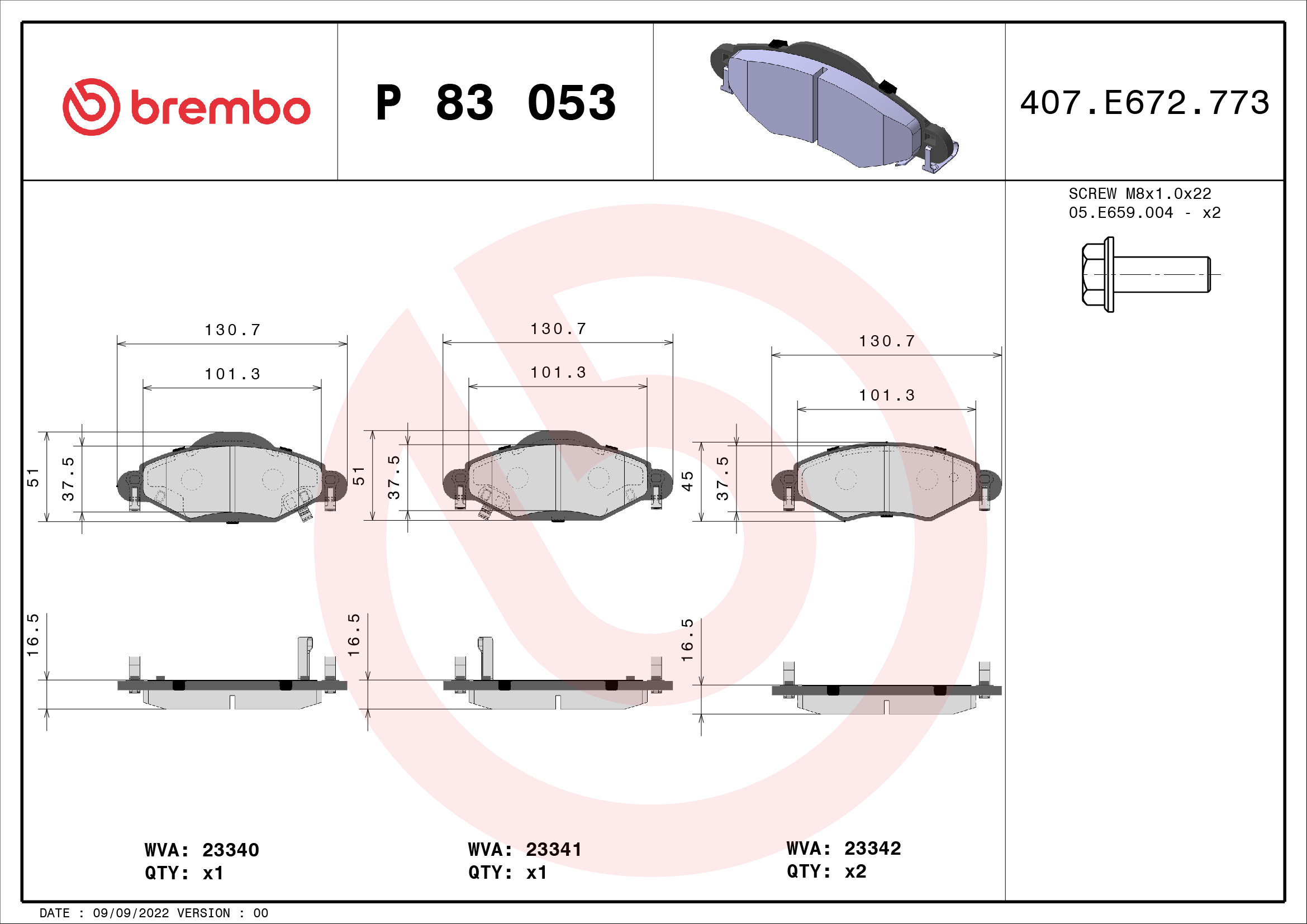 BREMBO Első fékbetét P83053_BREMBO