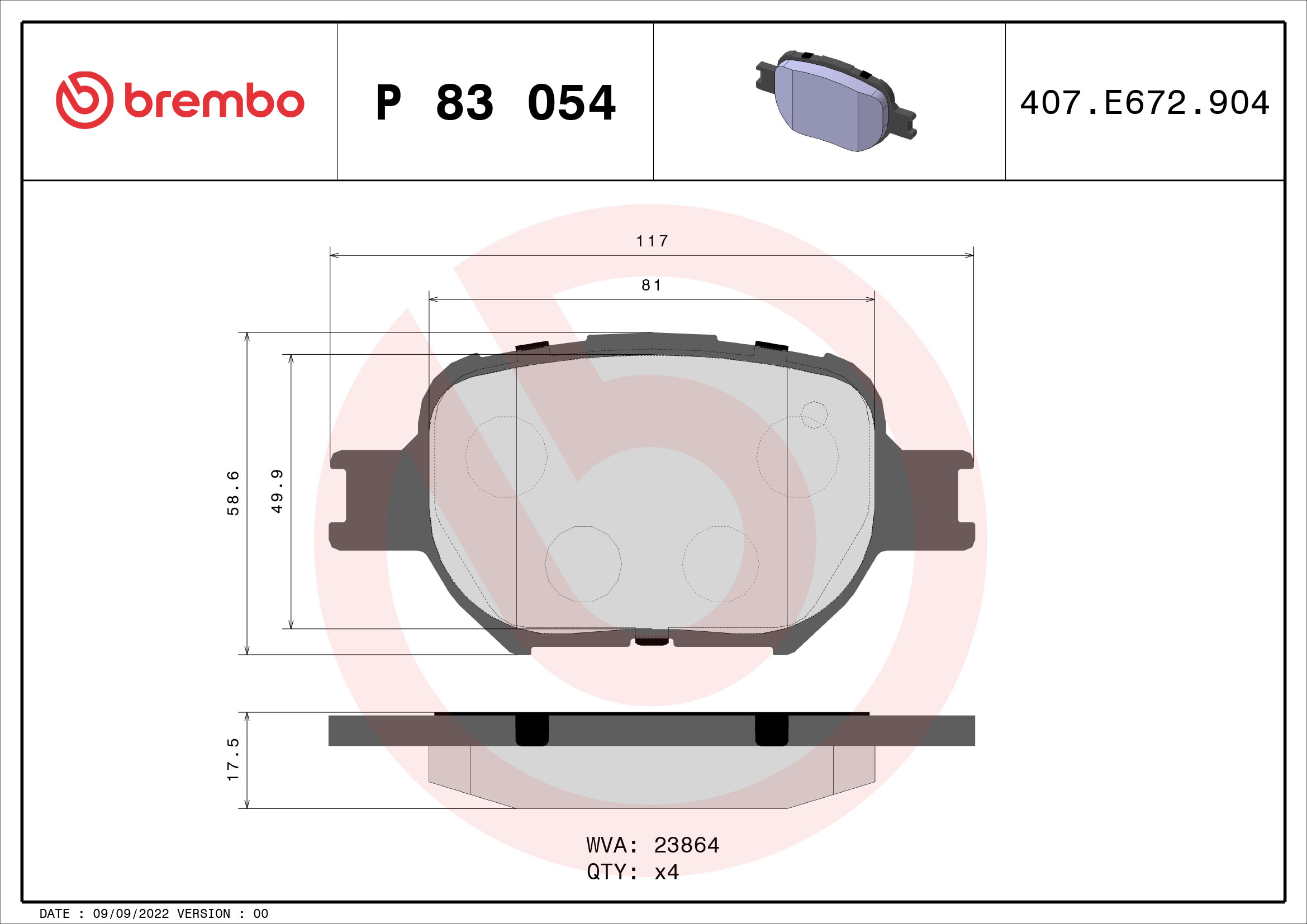 BREMBO Első fékbetét P83054_BREMBO