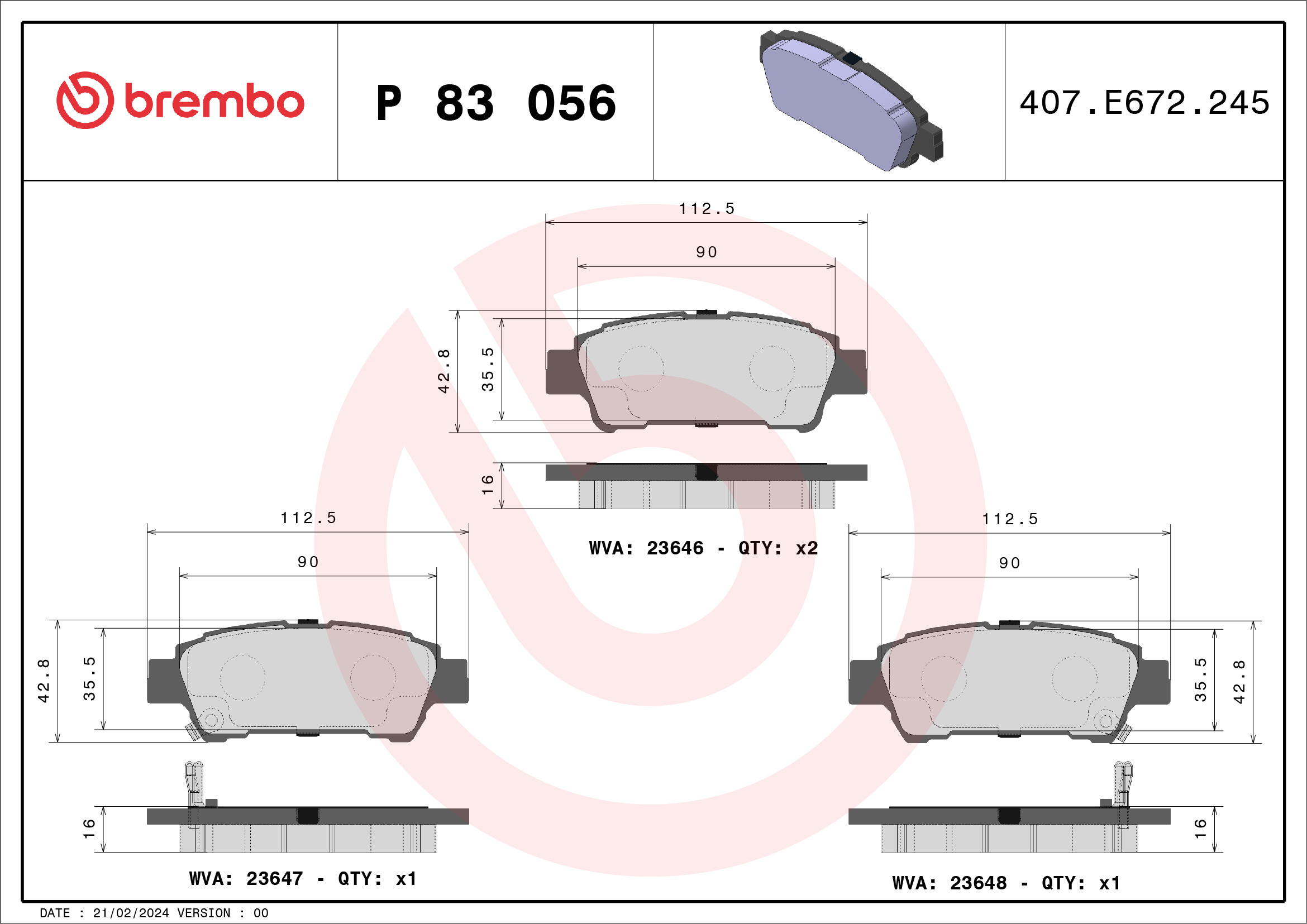 BREMBO Hátsó fékbetét P83056_BREMBO