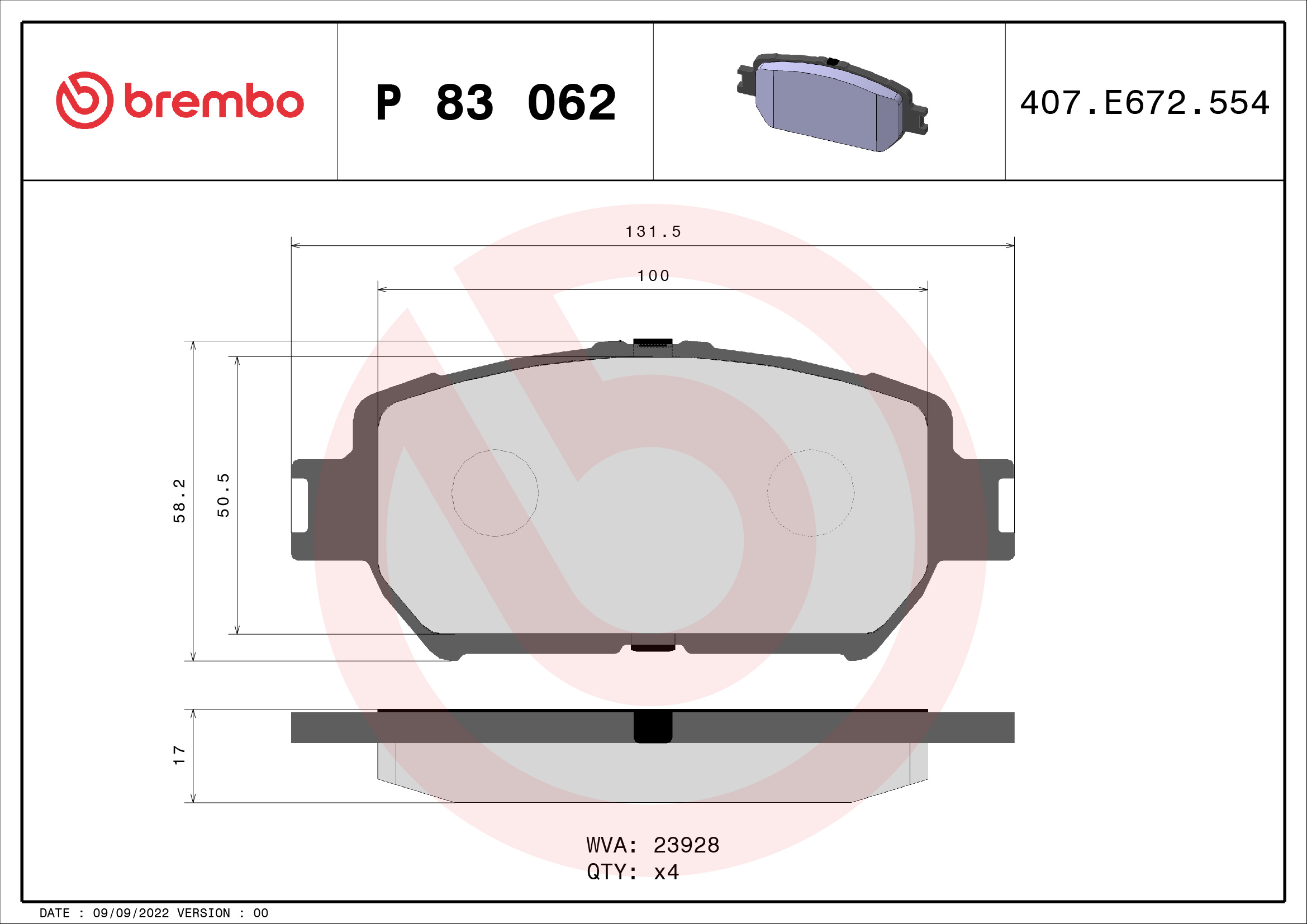 BREMBO Első fékbetét P83062_BREMBO