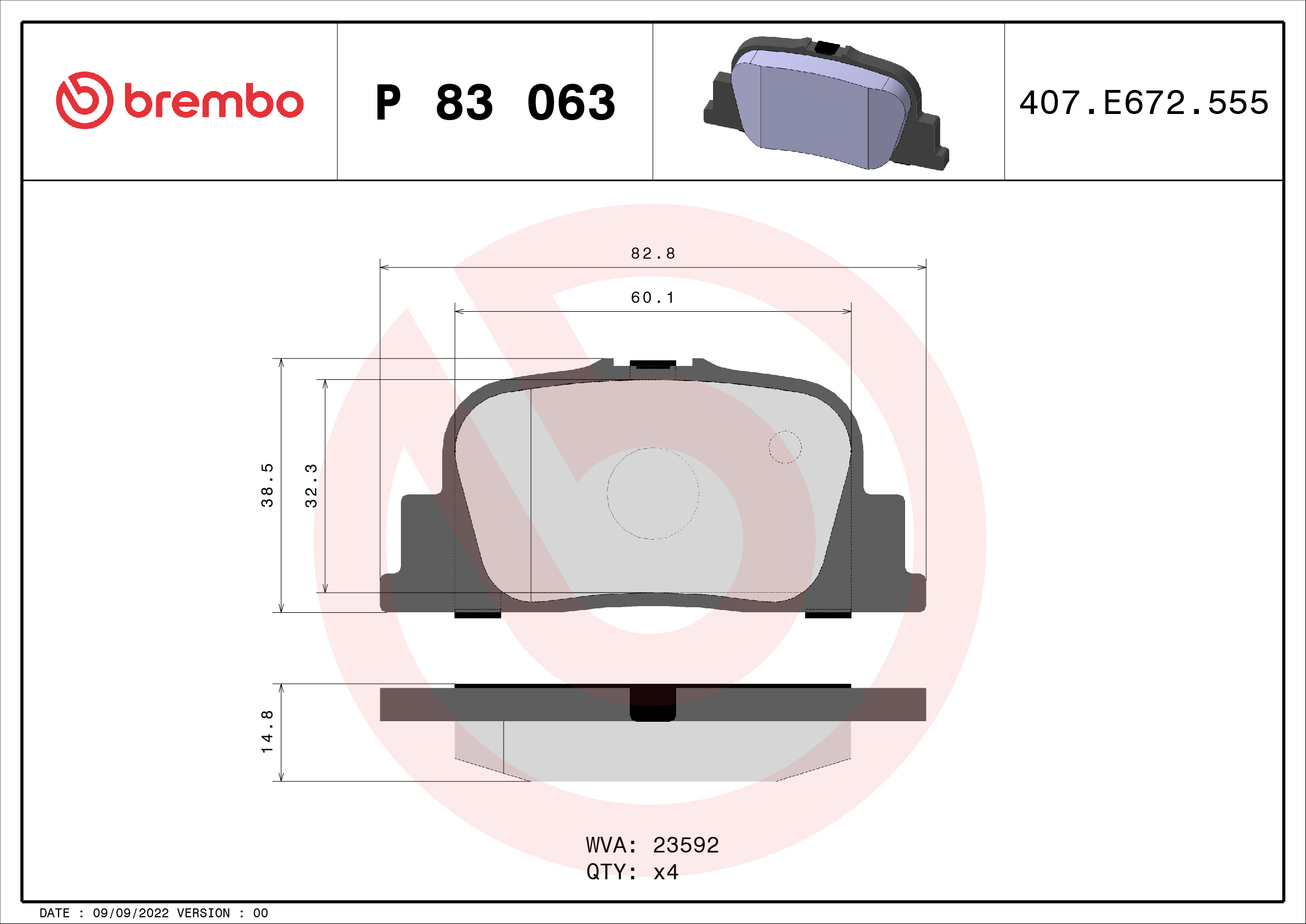 BREMBO Hátsó fékbetét P83063_BREMBO