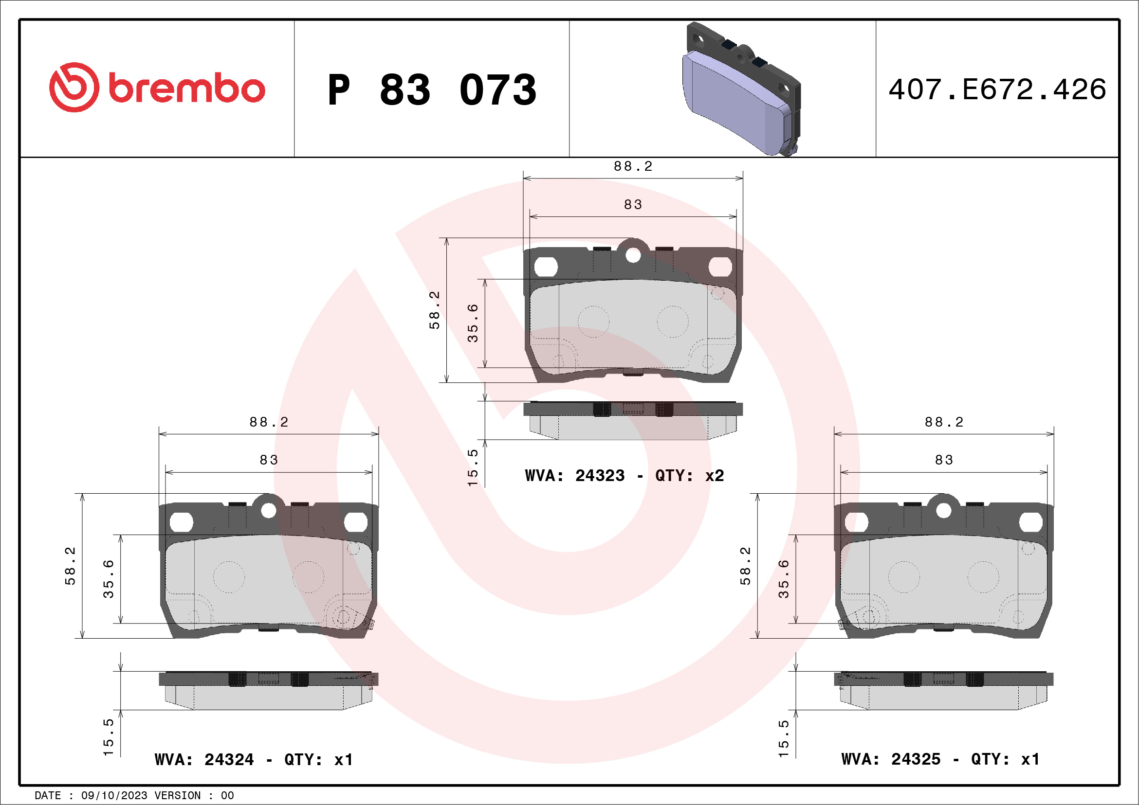 BREMBO Hátsó fékbetét P83073_BREMBO