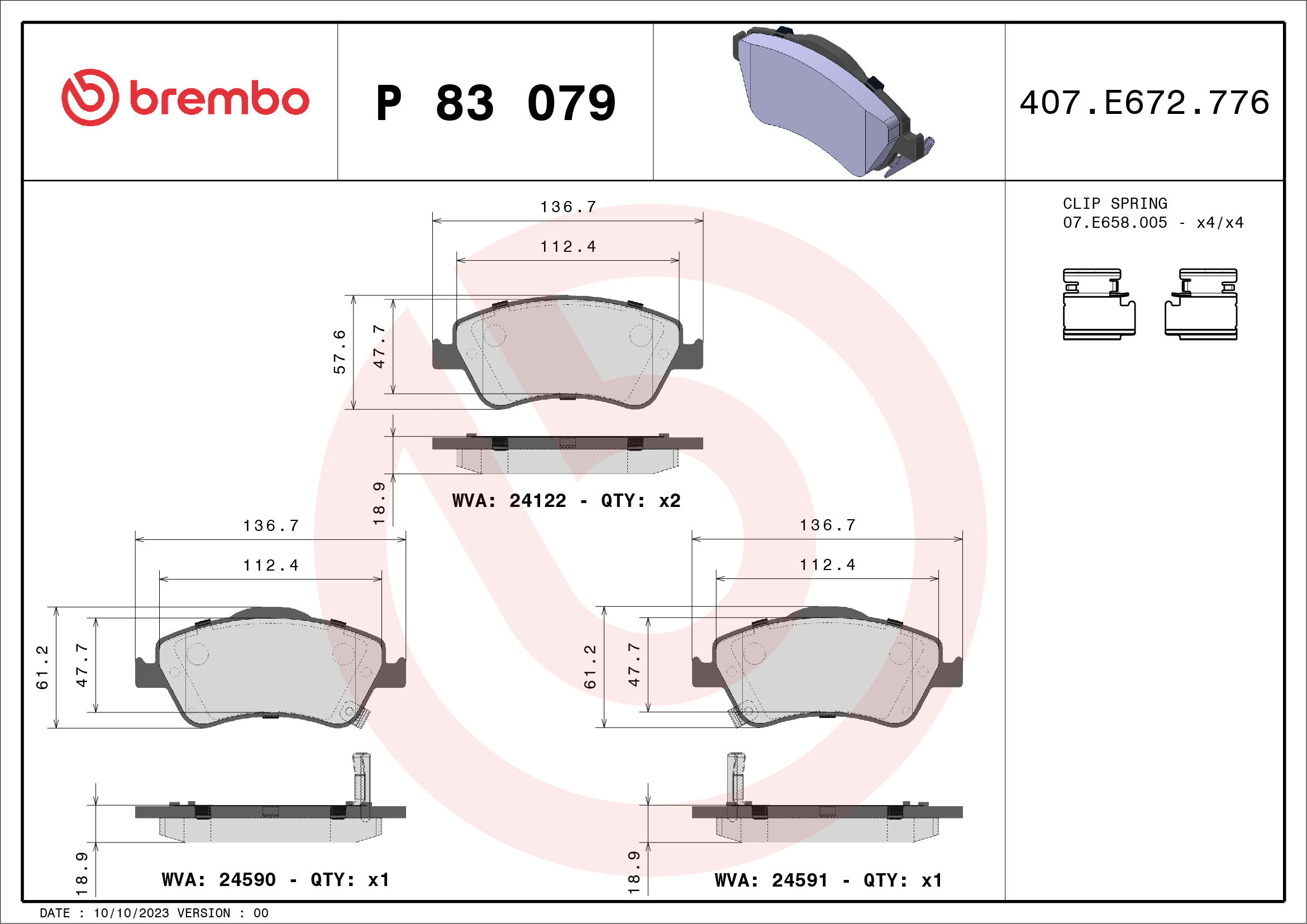 BREMBO Első fékbetét P83079_BREMBO