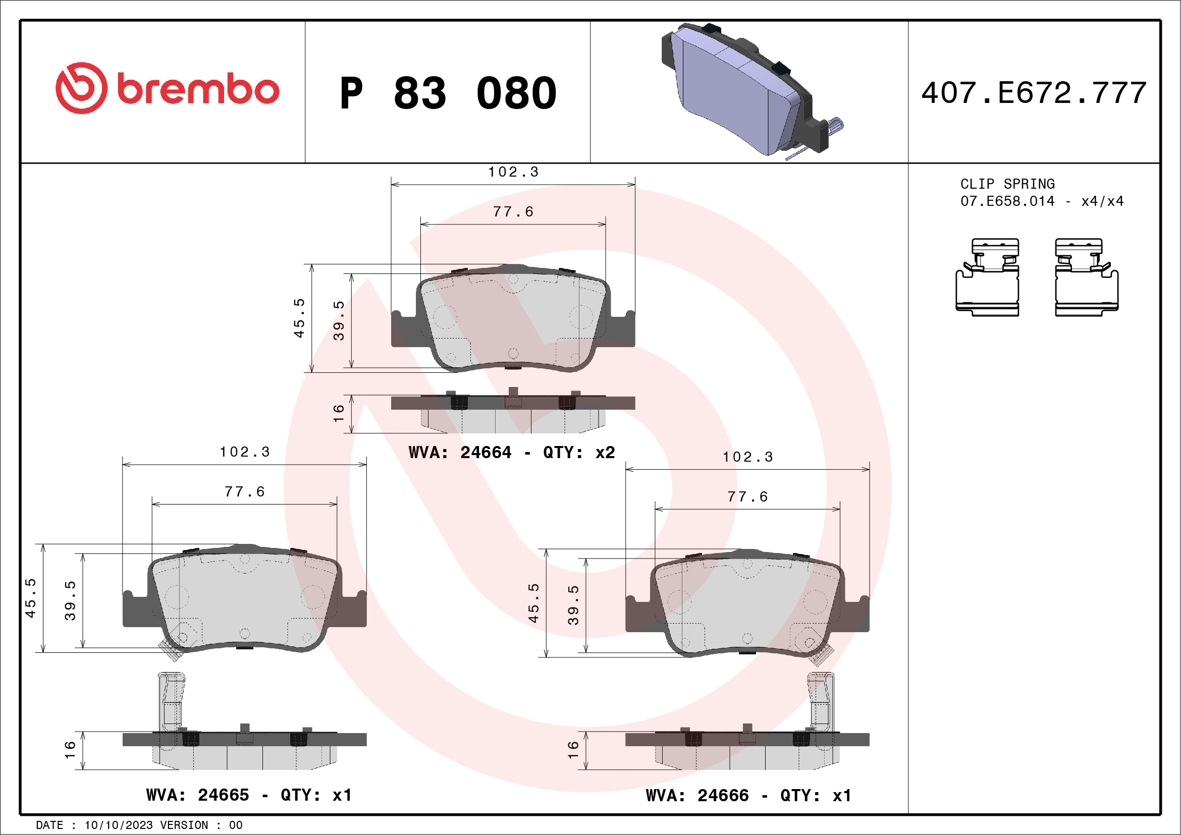 BREMBO Hátsó fékbetét P83080_BREMBO