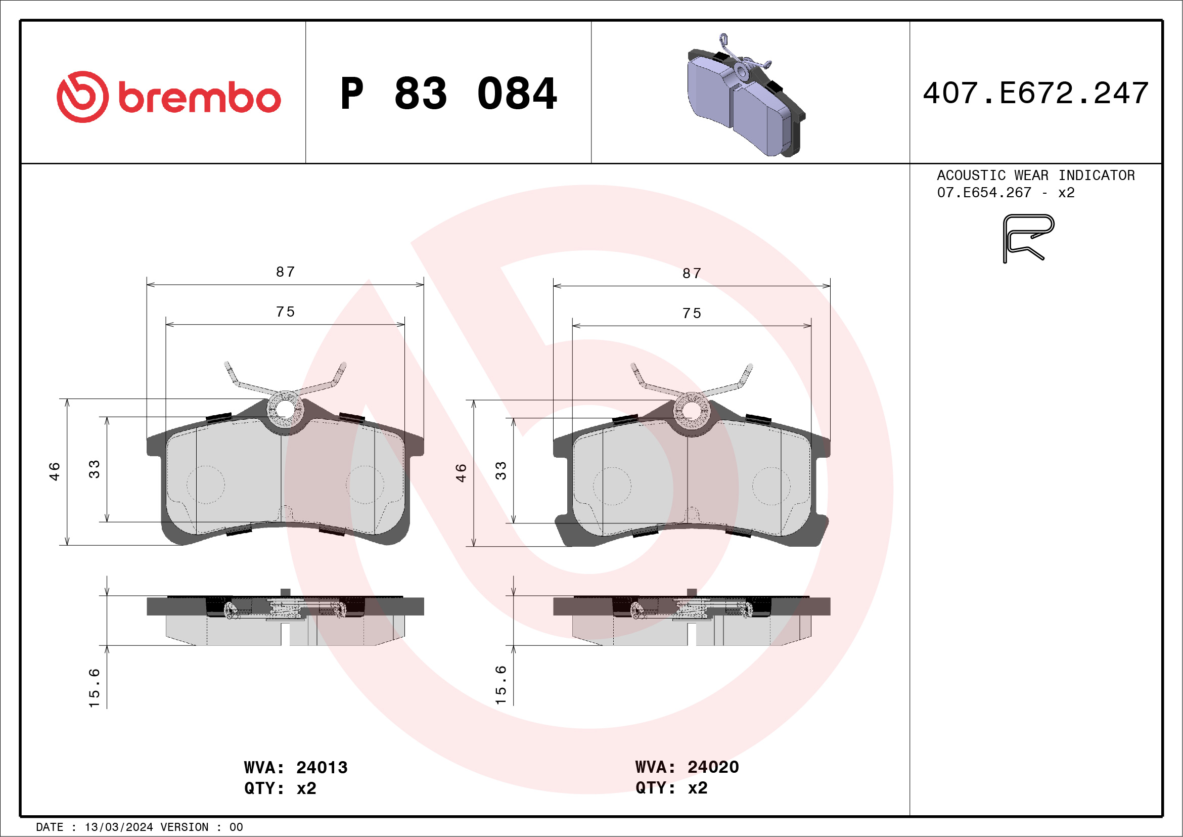 BREMBO Hátsó fékbetét P83084_BREMBO