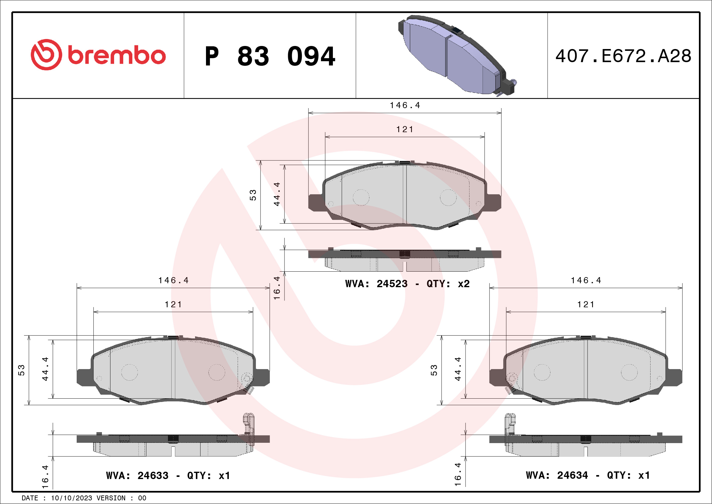 BREMBO Első fékbetét P83094_BREMBO