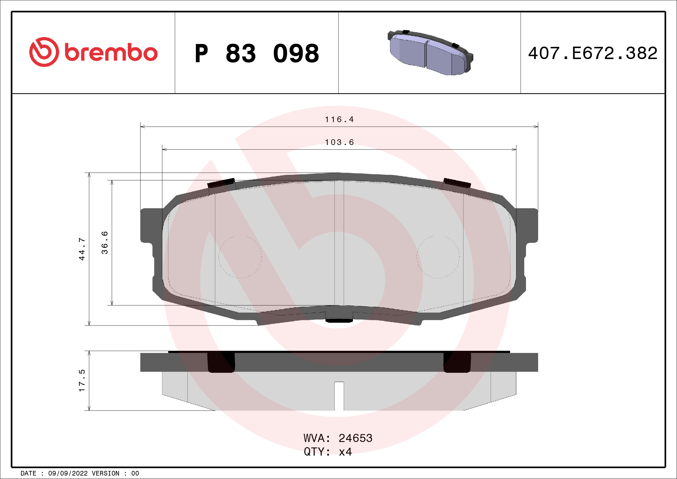 BREMBO Hátsó fékbetét P83098_BREMBO