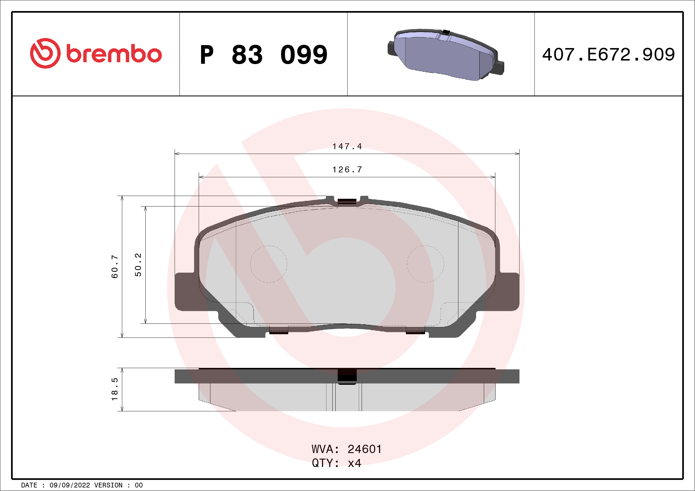 BREMBO Első fékbetét P83099_BREMBO