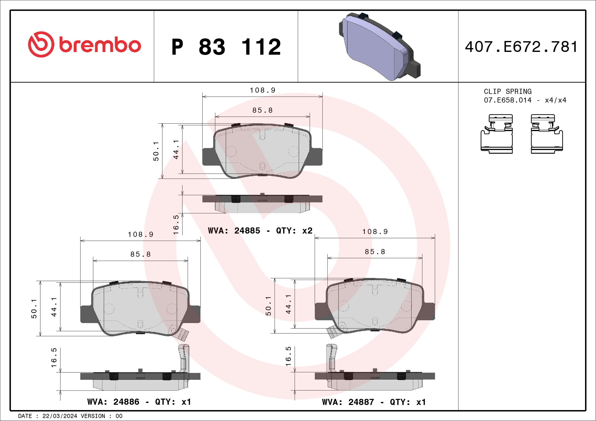 BREMBO Hátsó fékbetét P83112_BREMBO